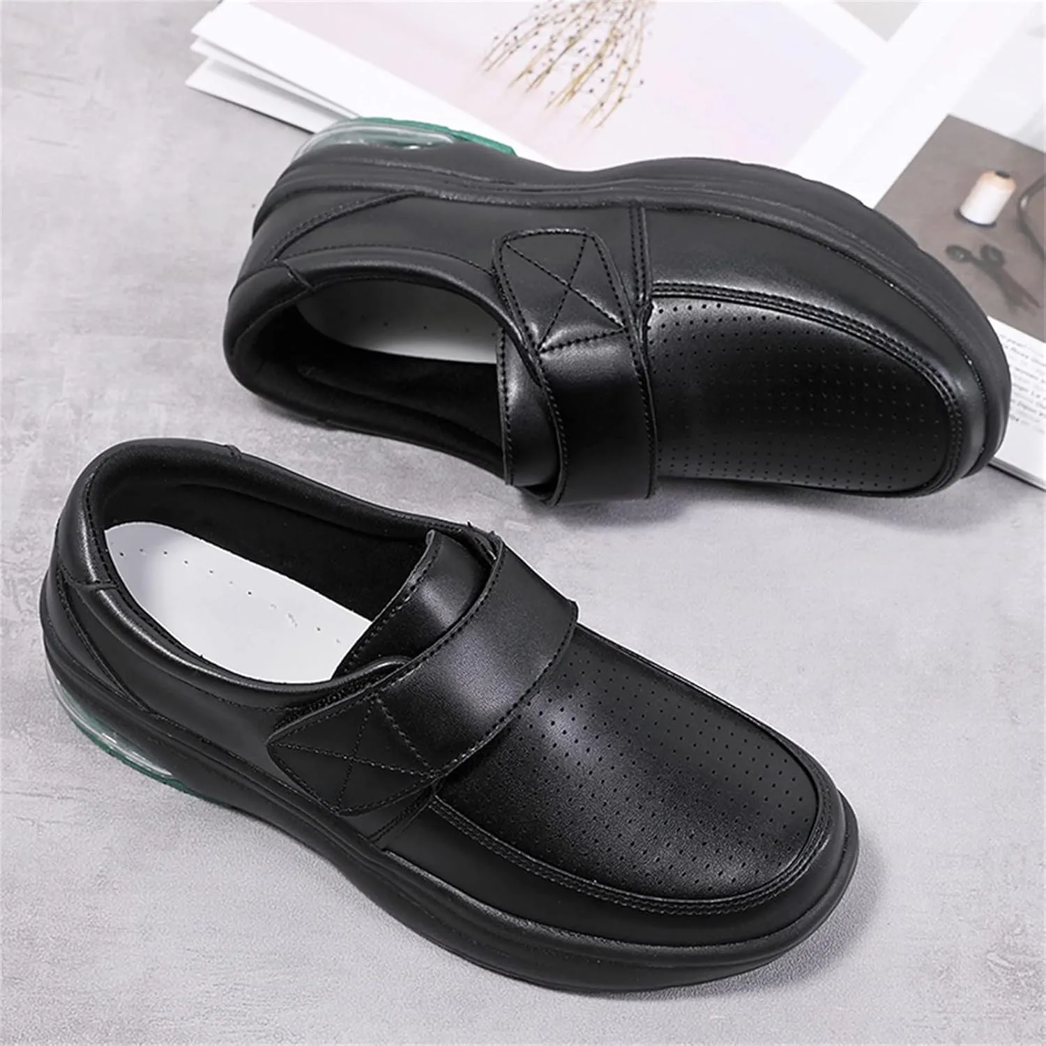 Platform Sandals Women Soft Botton Hook&Loop Shoes Women'S Cushion Single Casuals Breathable Work Footwear