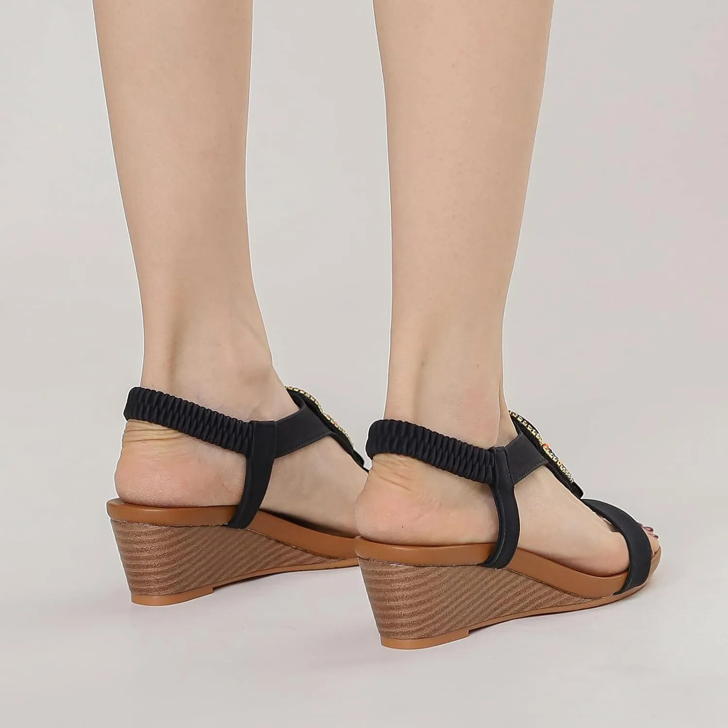 Platform Sandals Women Wedge Adjustable with Closure Cork Platform Casual Beach Slides Slip-Resistant Sole 2025 Spring and Summer Vacation