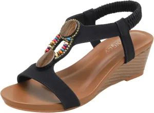 Platform Sandals Women Wedge Adjustable with Closure Cork Platform Casual Beach Slides Slip-Resistant Sole 2025 Spring and Summer Vacation