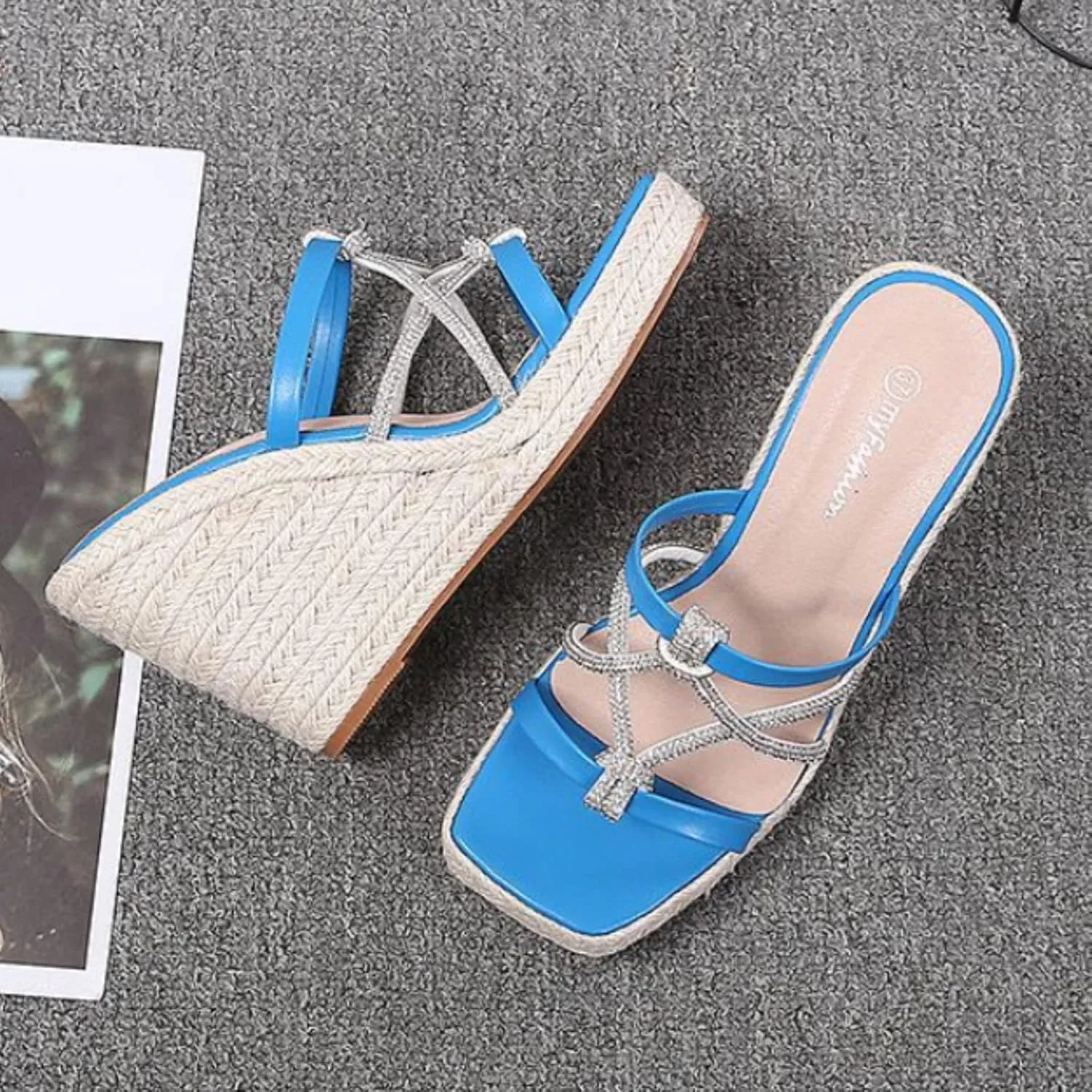Platform Sandals Women Wedge Cork Footbed Straps Casual Beach Slides Slip-Resistant Rubber Sole 2025 Spring and Summer Vacation