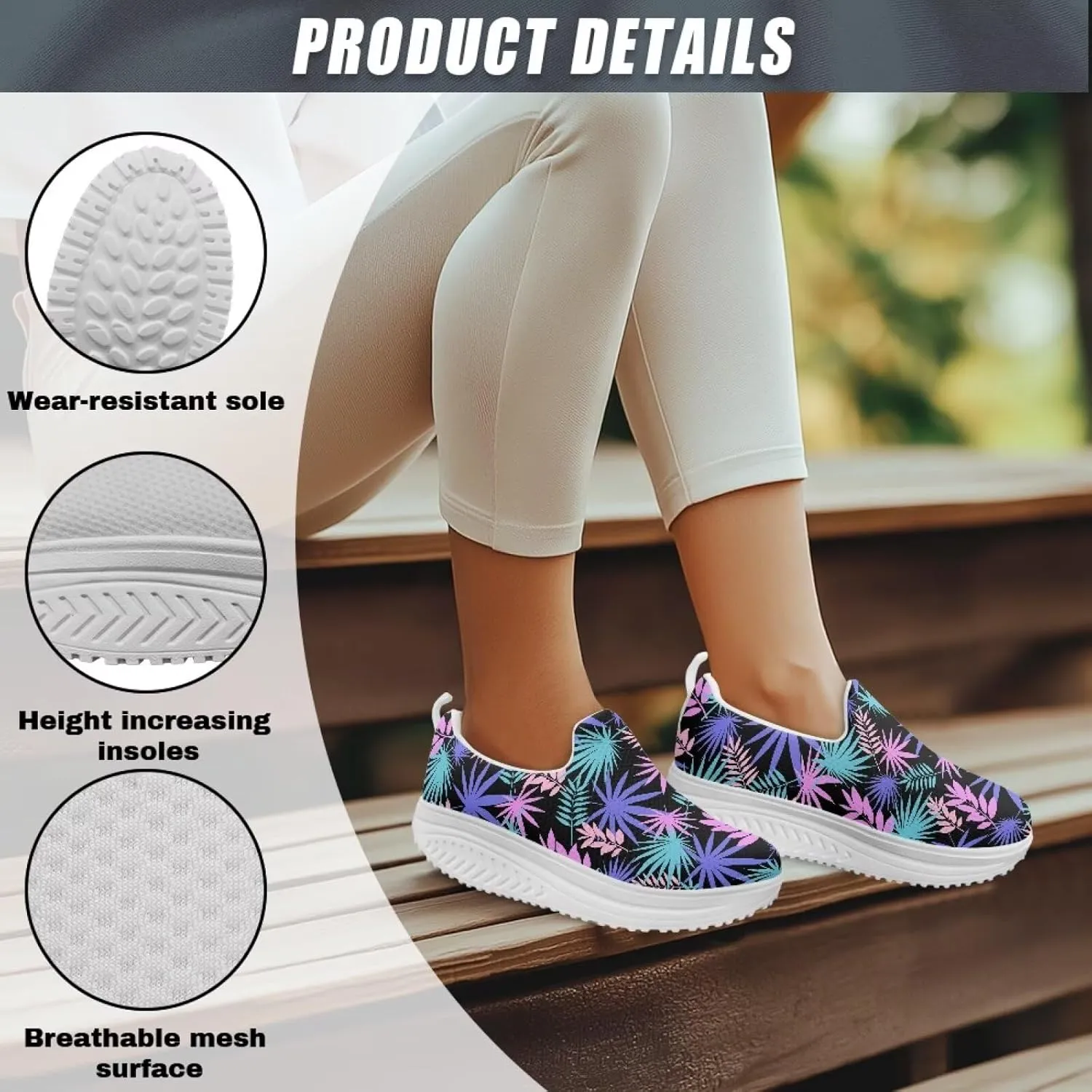 Platform Sneakers for Women Mother Casual Slip Ons Loafers Breathable Comfortable High Top Athletic Shoes Size 6-11 White Sole