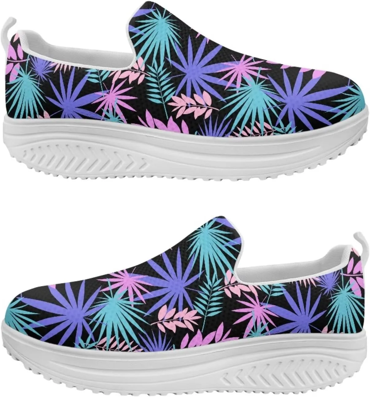 Platform Sneakers for Women Mother Casual Slip Ons Loafers Breathable Comfortable High Top Athletic Shoes Size 6-11 White Sole