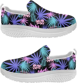 Platform Sneakers for Women Mother Casual Slip Ons Loafers Breathable Comfortable High Top Athletic Shoes Size 6-11 White Sole