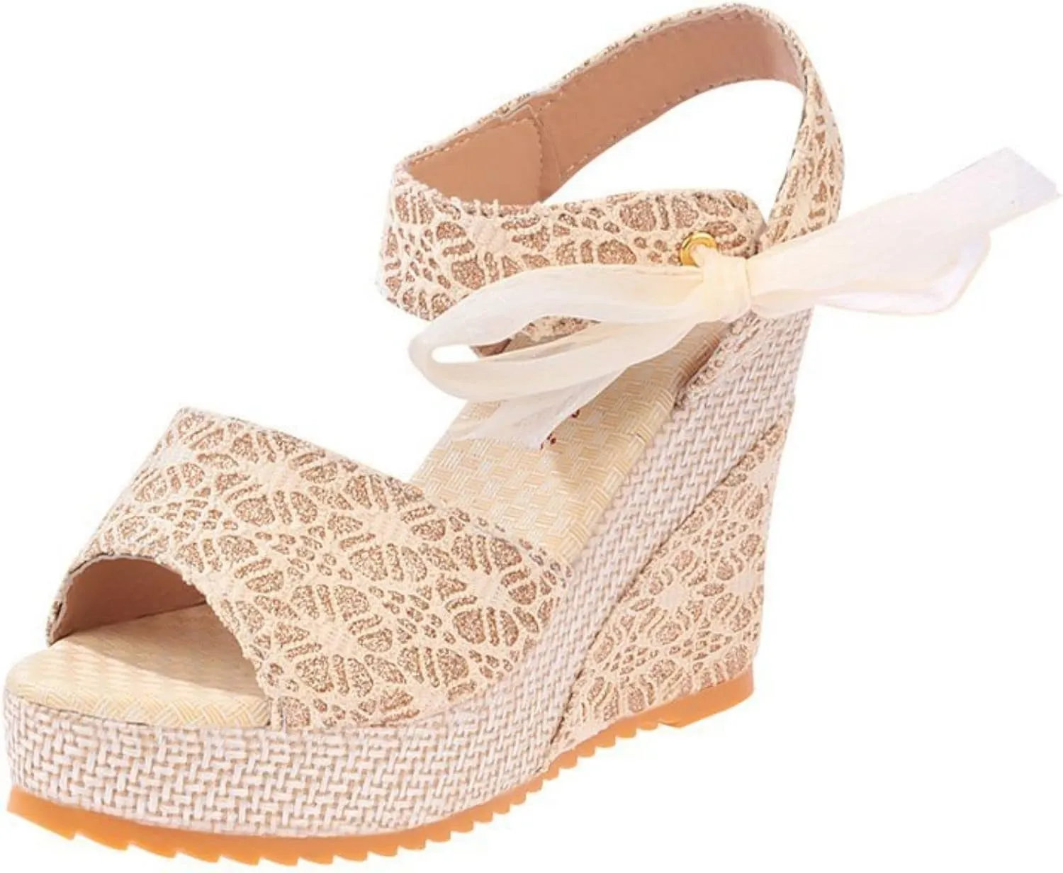 Platform Wedge Sandals for Womens Non Slip Open Toe Elegant Wedge Sandals Cute Lace-Up Espadrille Floral Classic Ankle Strap Shoes Wedding Party Dress Shoes