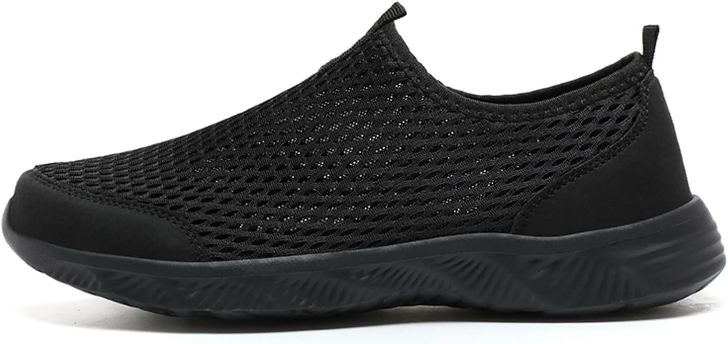 Quick Drying Summer Breathable Mesh Men's Non Slip Walking Sneakers with Arch Support - Lightweight Comfort for Work, Travel & Daily Wear Running Walking Slip on Shoes for Men