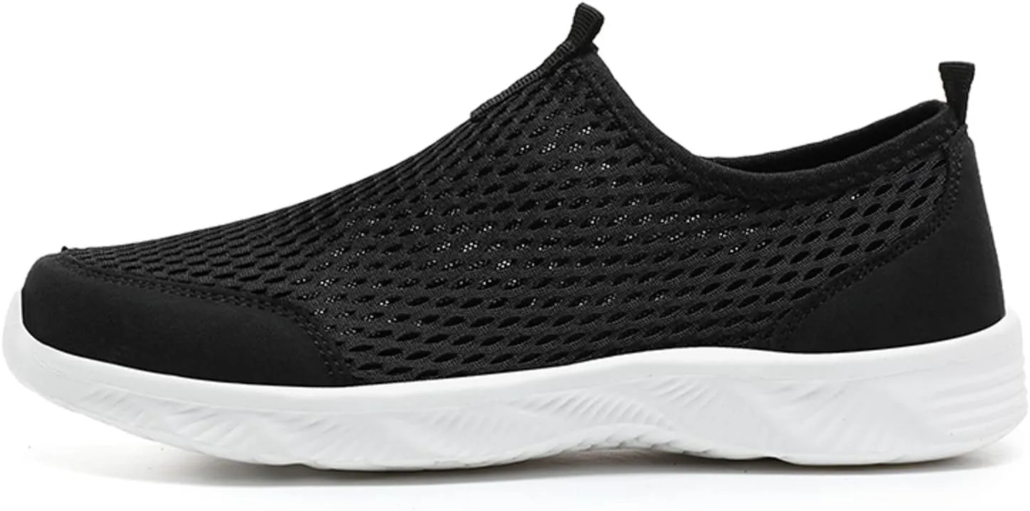 Quick Drying Summer Breathable Mesh Men's Non Slip Walking Sneakers with Arch Support - Lightweight Comfort for Work, Travel & Daily Wear Running Walking Slip on Shoes for Men