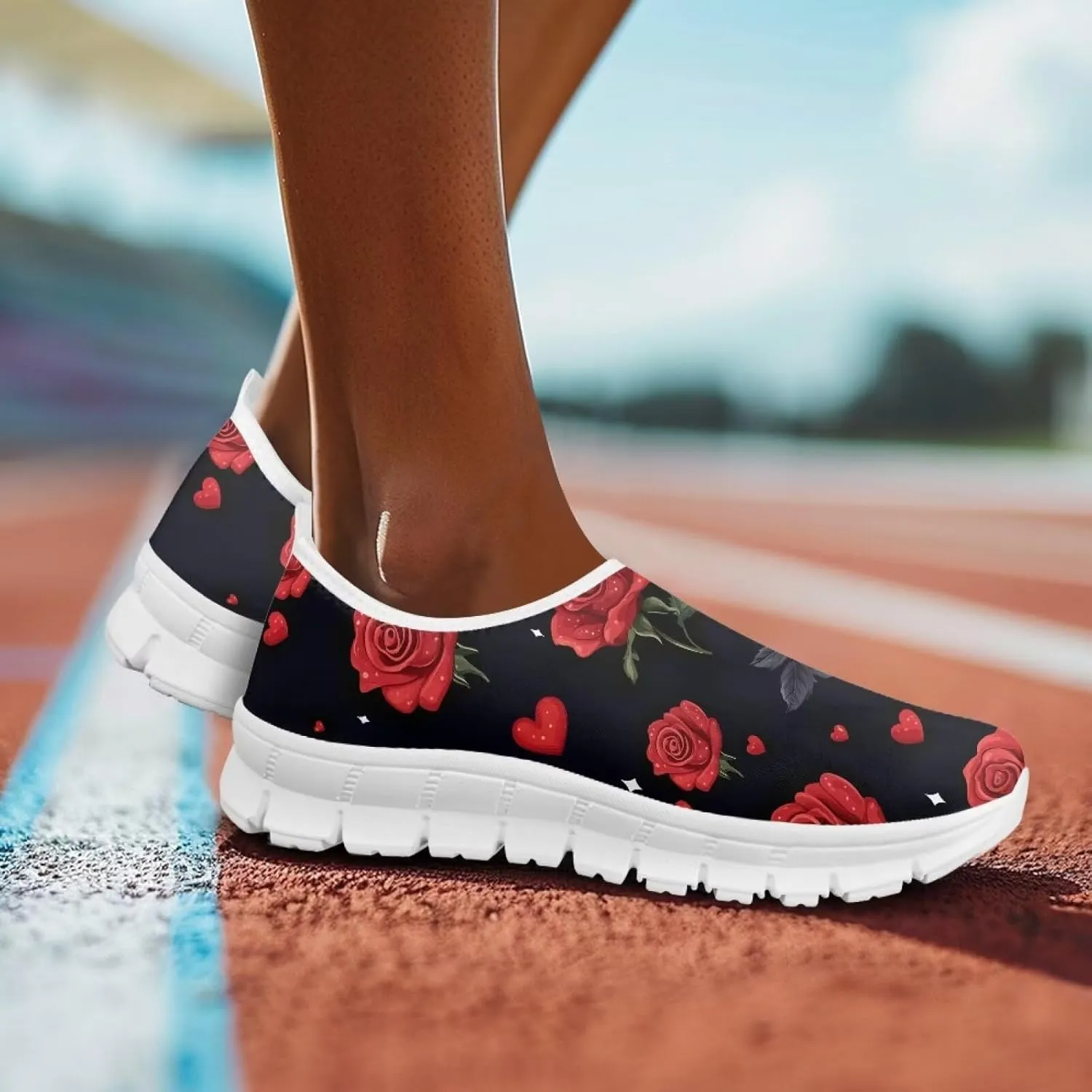 Running Shoes for Womens Mother Fashion Travel Walking Sneakers Soft Slip Ons Gym Loafers for Nursing Work Size 5.5-11.5 White Sole