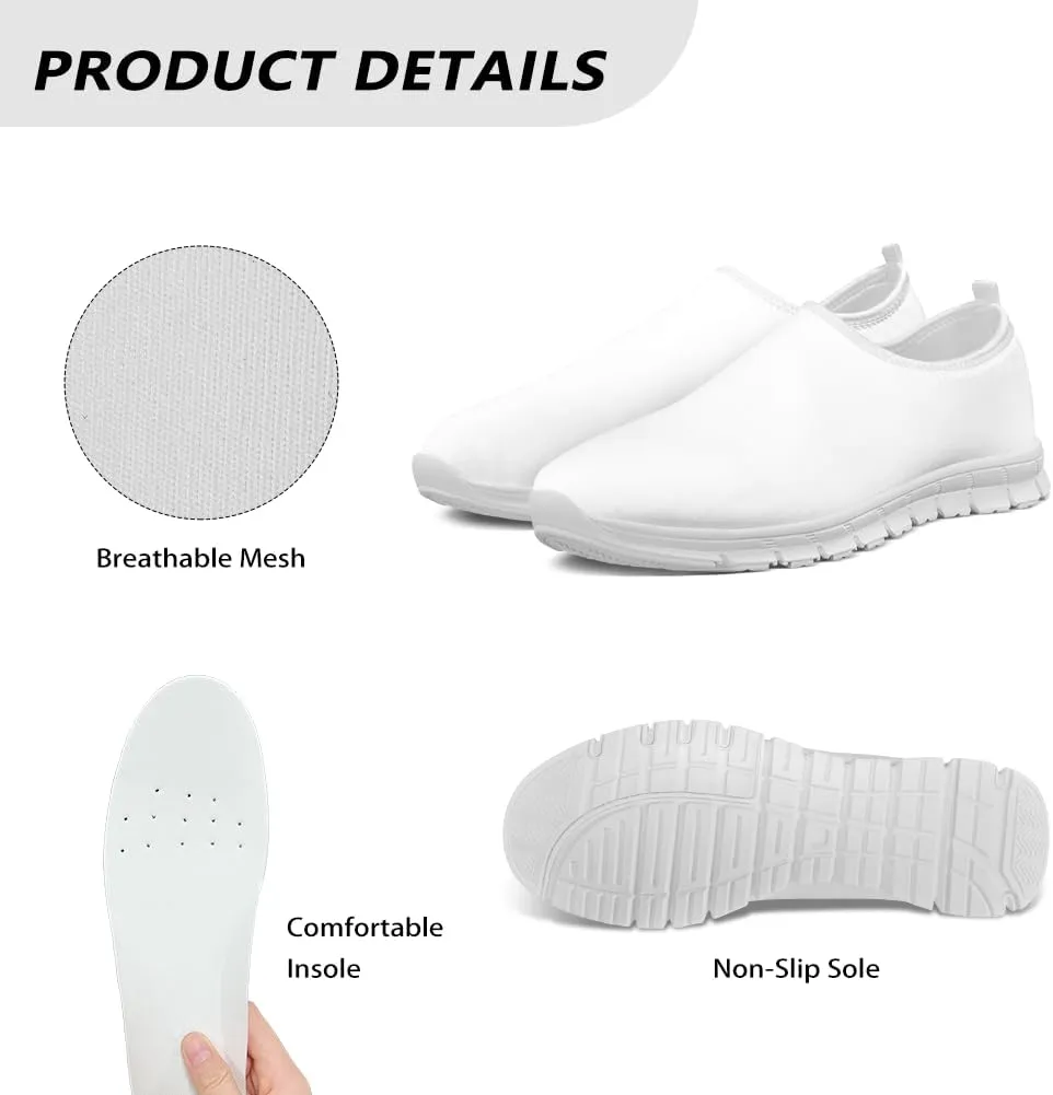 Running Shoes for Womens Mother Fashion Travel Walking Sneakers Soft Slip Ons Gym Loafers for Nursing Work Size 5.5-11.5 White Sole