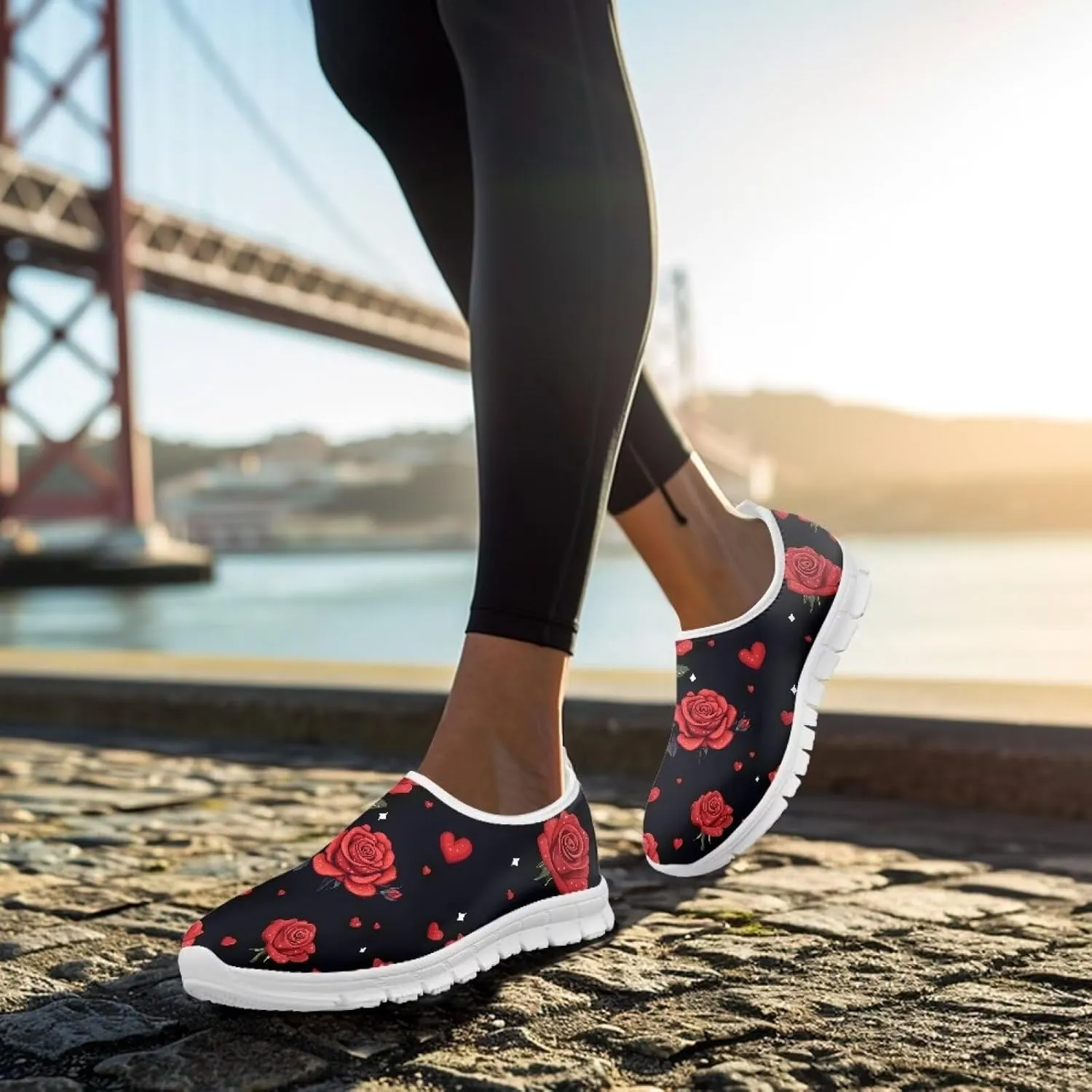 Running Shoes for Womens Mother Fashion Travel Walking Sneakers Soft Slip Ons Gym Loafers for Nursing Work Size 5.5-11.5 White Sole