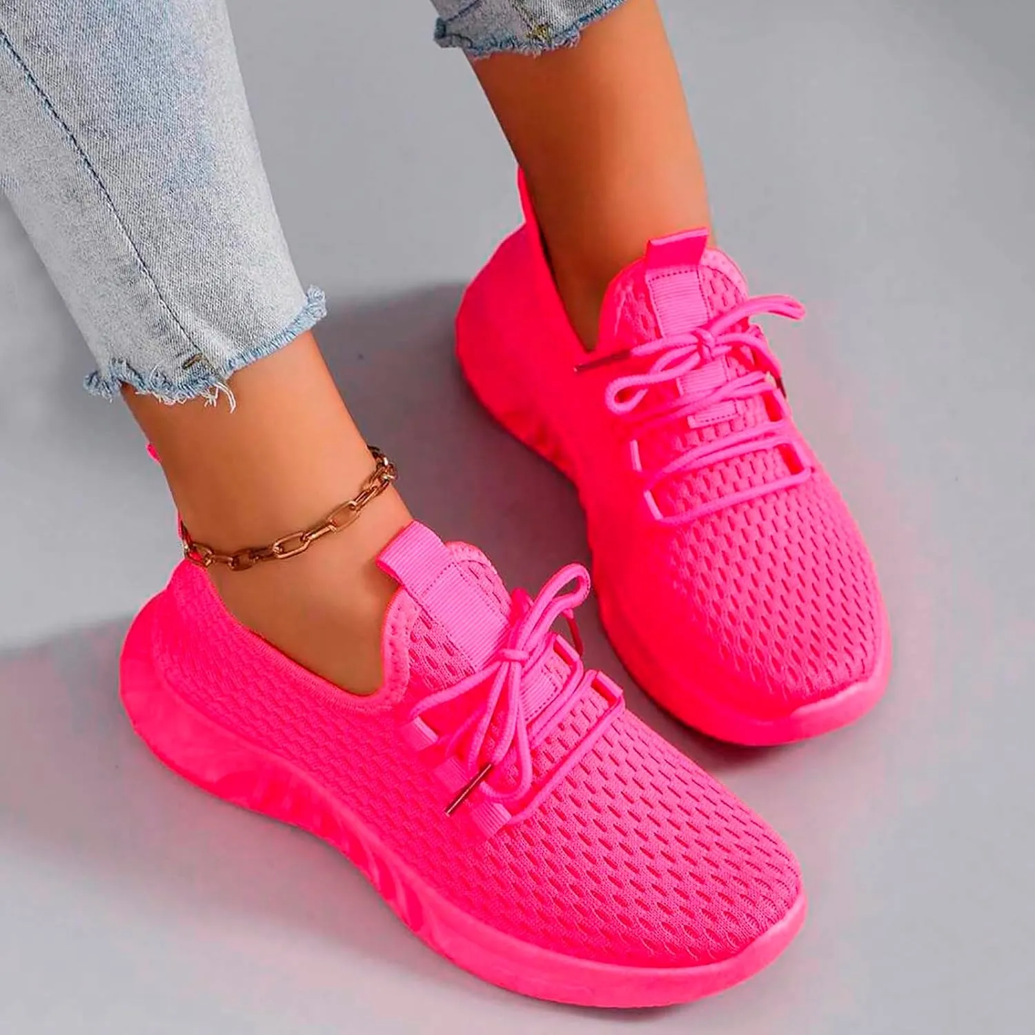 Running Shoes for Women,Womens Athletic Shoes Casual Lace Up Platform Sneakers for Women Breathable Walking Sneakers