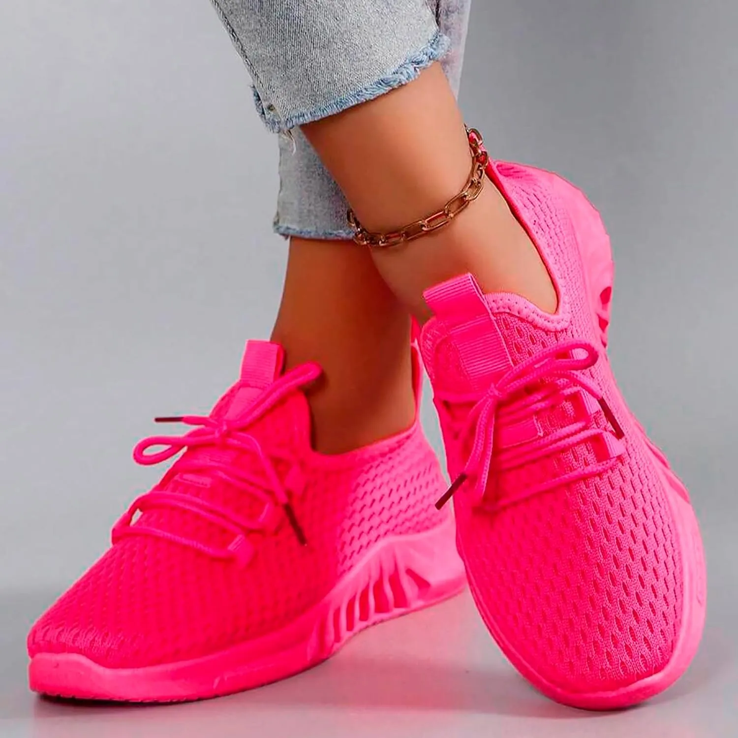 Running Shoes for Women,Womens Athletic Shoes Casual Lace Up Platform Sneakers for Women Breathable Walking Sneakers