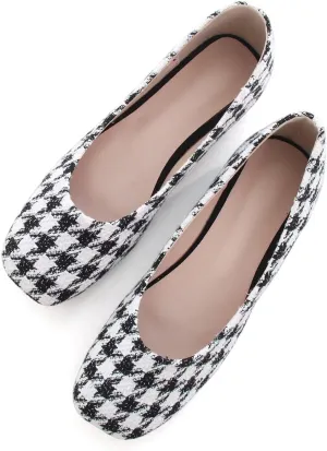 SAILING LU Flats for Women Comfortable Solid Color Soft Flats Square Toe Ballet Casual Work Shoes Dressy Slip-ons Loafers