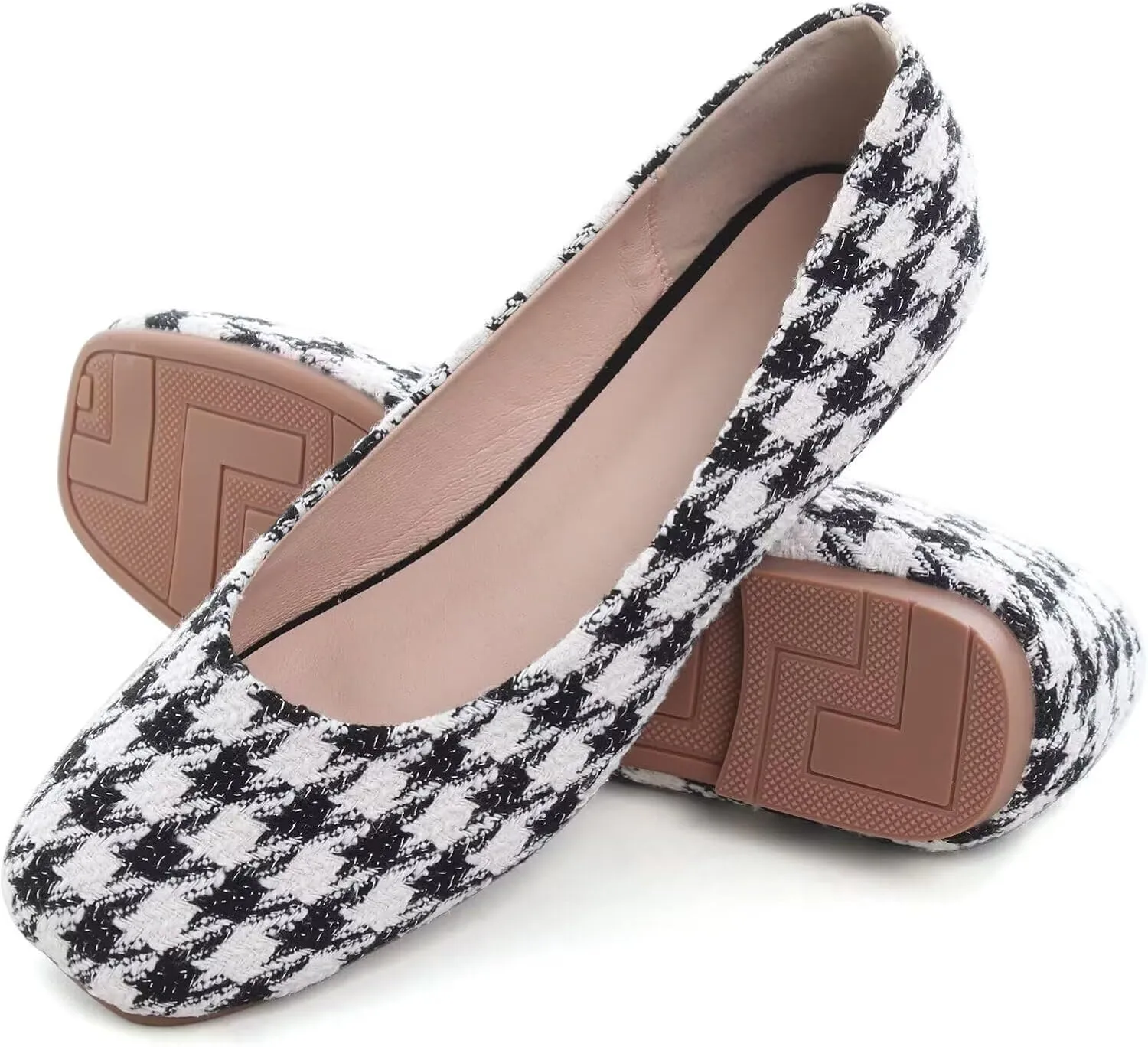 SAILING LU Flats for Women Comfortable Solid Color Soft Flats Square Toe Ballet Casual Work Shoes Dressy Slip-ons Loafers