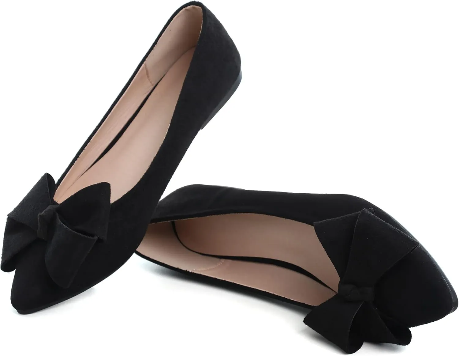 SAILING LU Pointy Toe Ballet Flats for Women with Cute Bowknot Elegant Slip-ons Soft Support Daily Walking Shoes