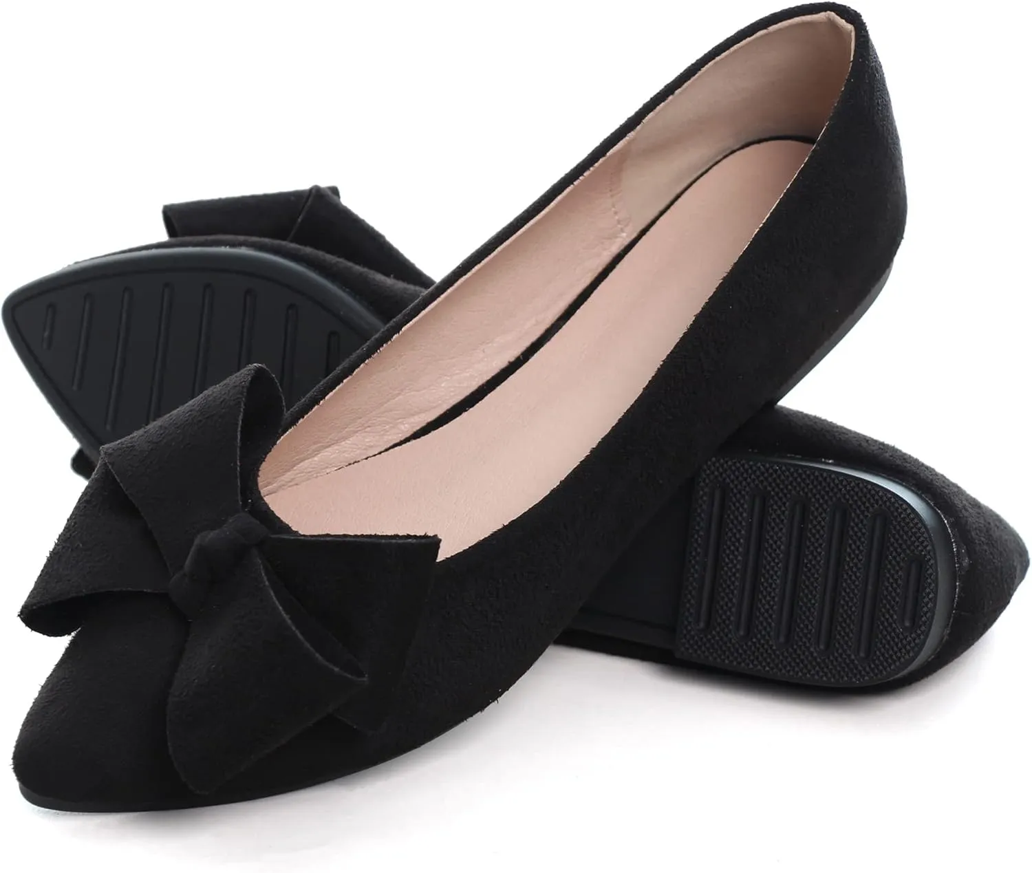 SAILING LU Pointy Toe Ballet Flats for Women with Cute Bowknot Elegant Slip-ons Soft Support Daily Walking Shoes