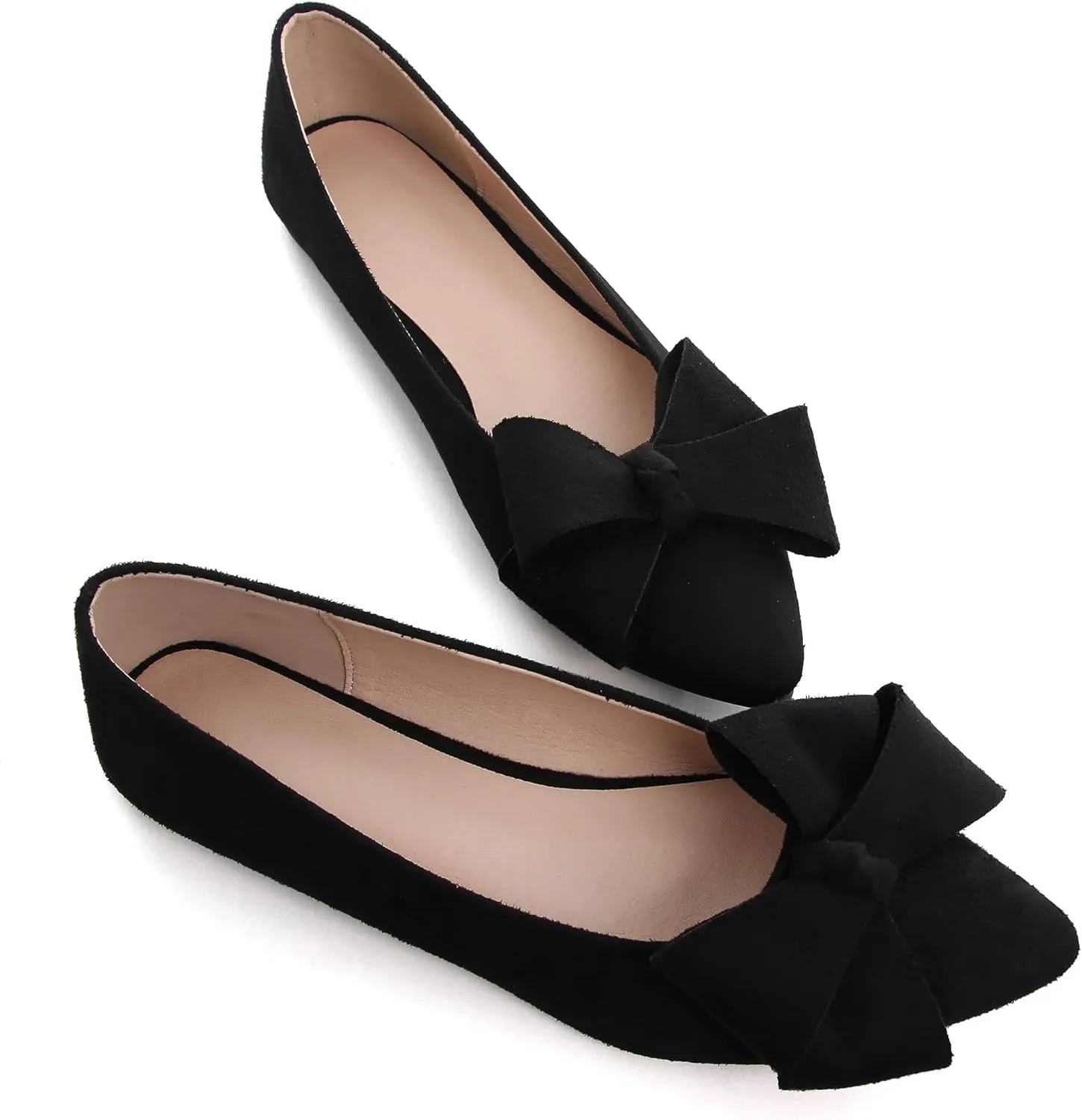 SAILING LU Pointy Toe Ballet Flats for Women with Cute Bowknot Elegant Slip-ons Soft Support Daily Walking Shoes