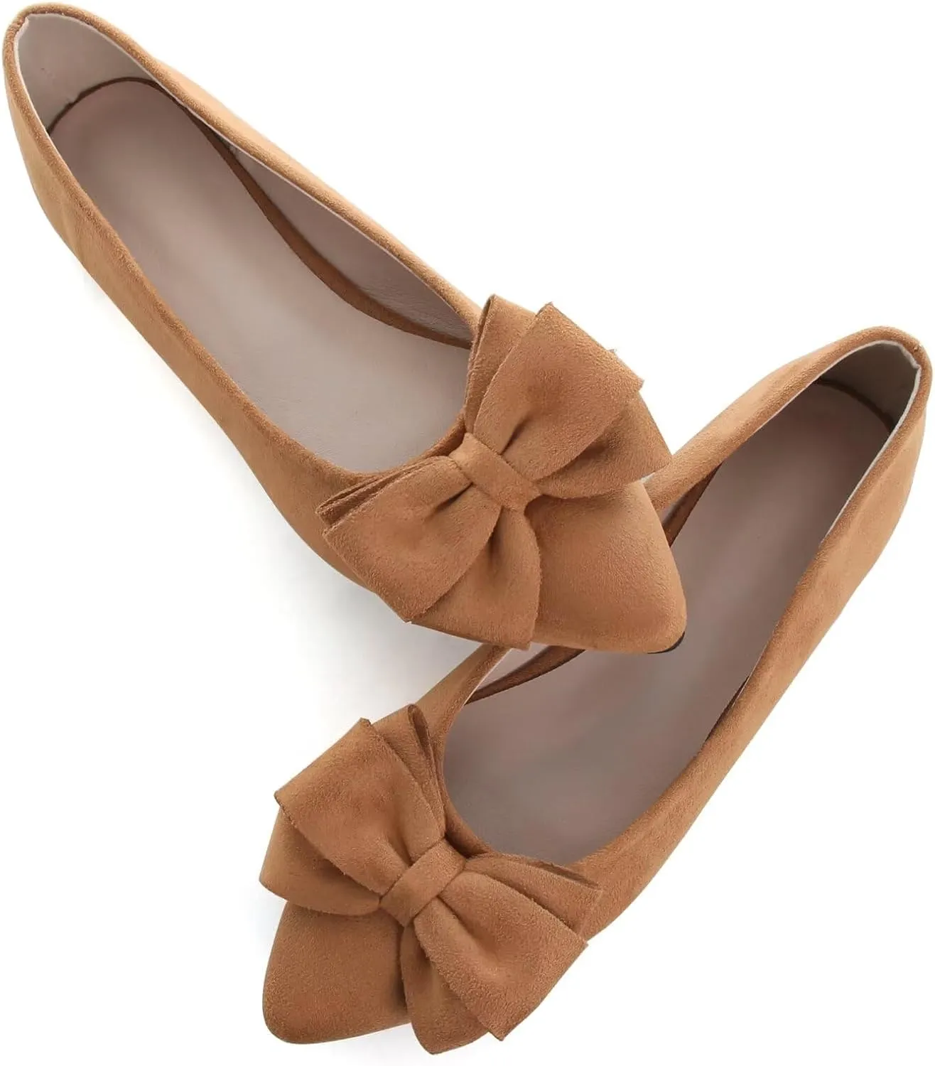 SAILING LU Pointy Toe Ballet Flats for Women with Cute Bowknot Elegant Slip-ons Soft Support Daily Walking Shoes