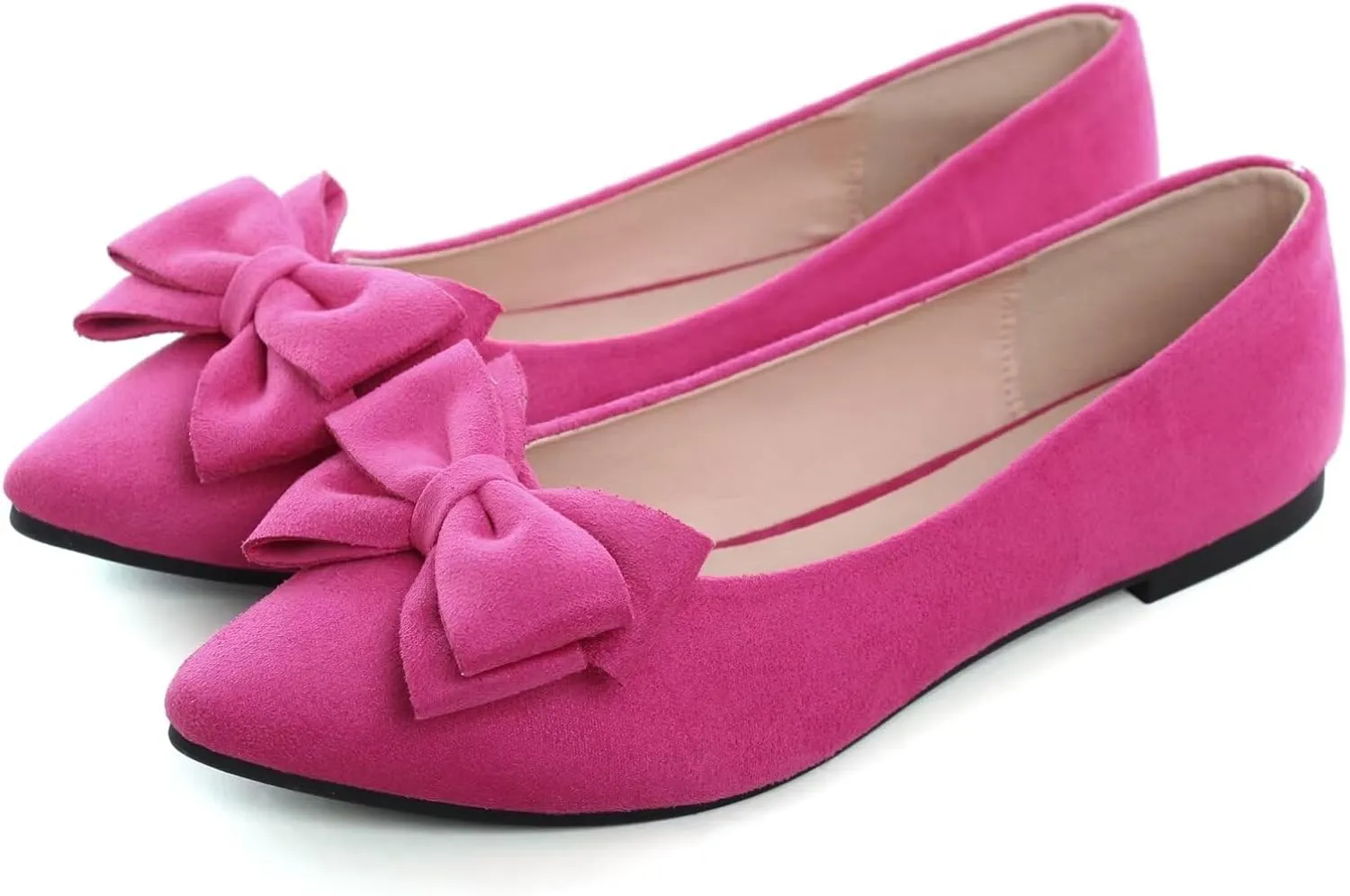 SAILING LU Pointy Toe Ballet Flats for Women with Cute Bowknot Elegant Slip-ons Soft Support Daily Walking Shoes