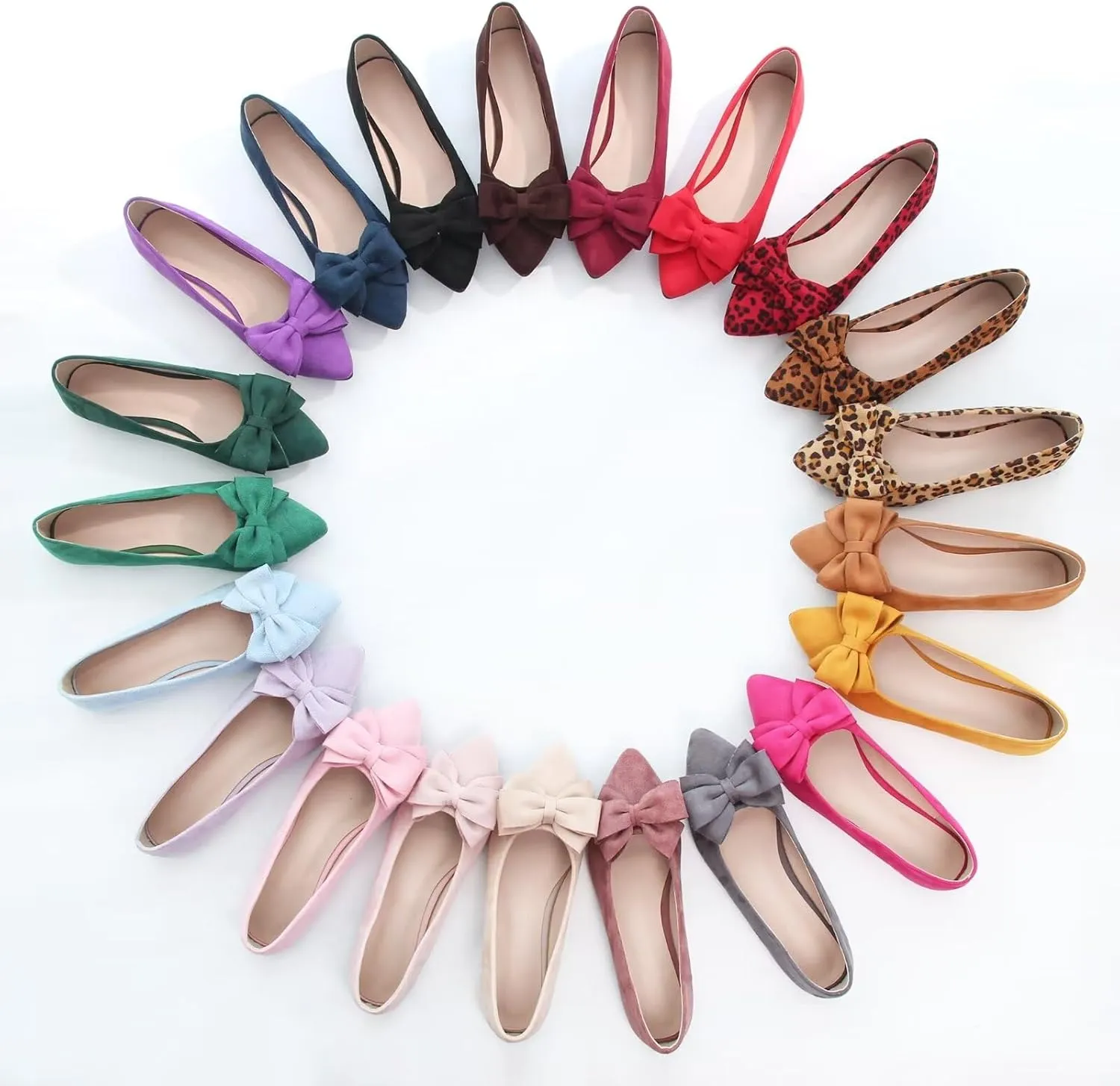SAILING LU Pointy Toe Ballet Flats for Women with Cute Bowknot Elegant Slip-ons Soft Support Daily Walking Shoes