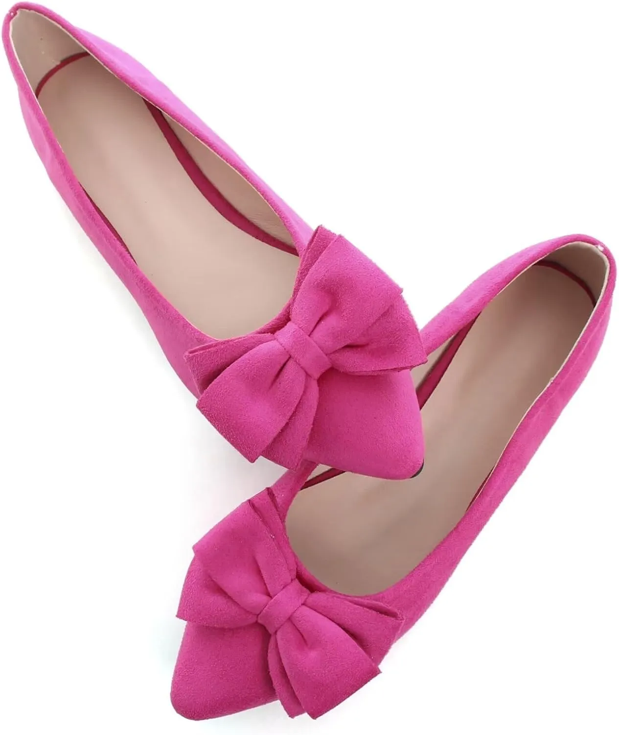 SAILING LU Pointy Toe Ballet Flats for Women with Cute Bowknot Elegant Slip-ons Soft Support Daily Walking Shoes