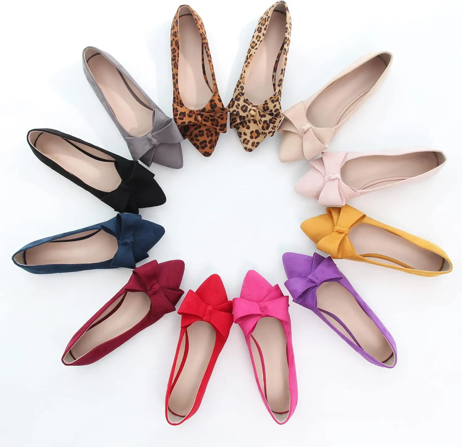 SAILING LU Pointy Toe Ballet Flats for Women with Cute Bowknot Elegant Slip-ons Soft Support Daily Walking Shoes