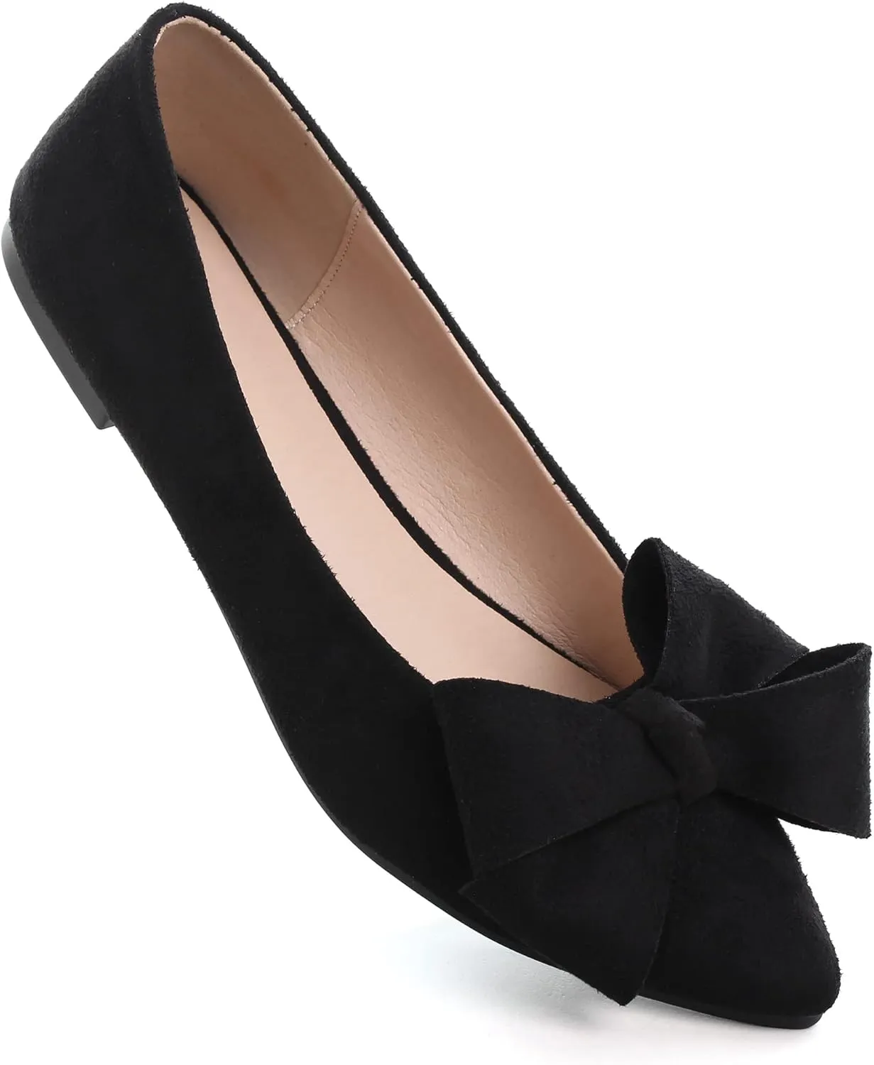 SAILING LU Pointy Toe Ballet Flats for Women with Cute Bowknot Elegant Slip-ons Soft Support Daily Walking Shoes