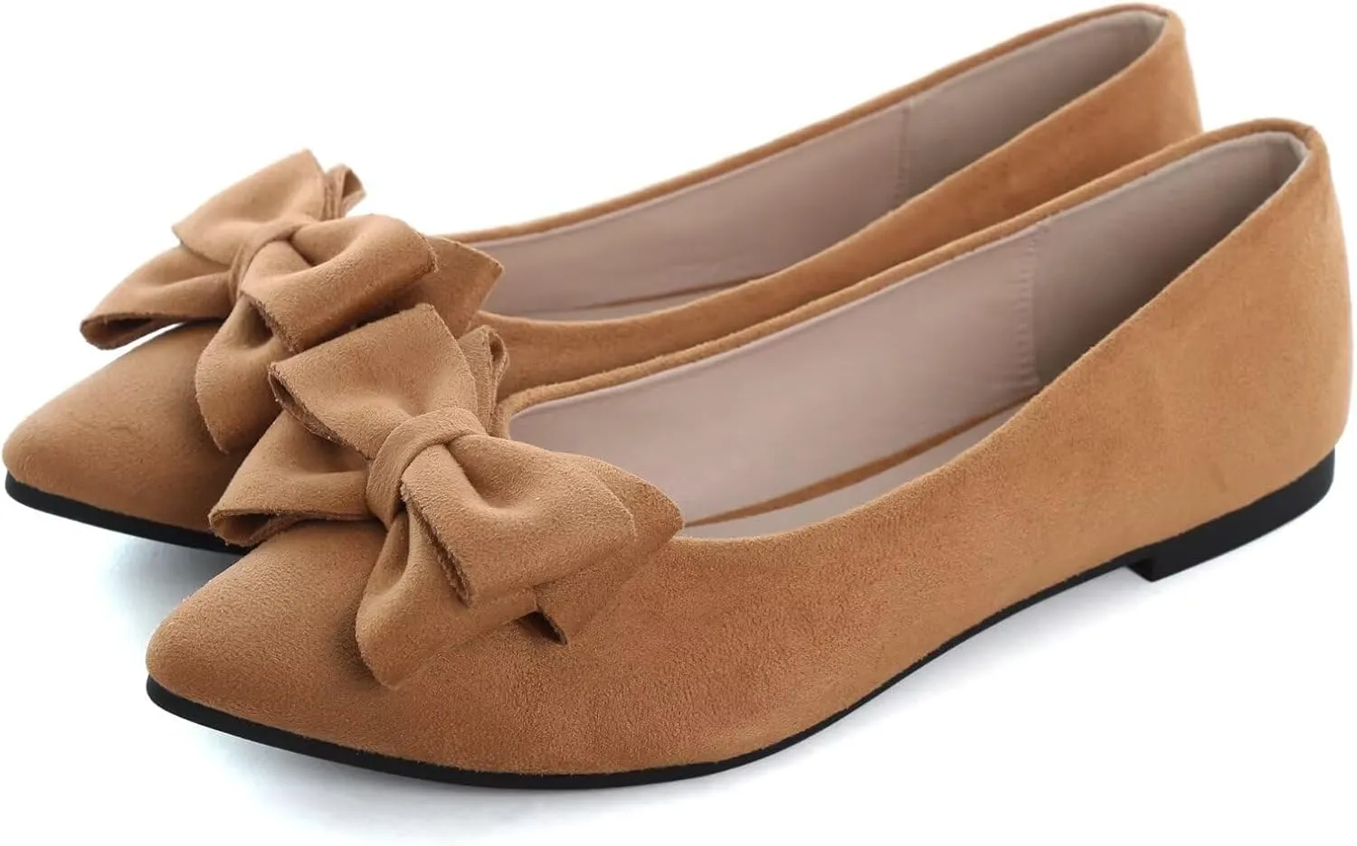 SAILING LU Pointy Toe Ballet Flats for Women with Cute Bowknot Elegant Slip-ons Soft Support Daily Walking Shoes