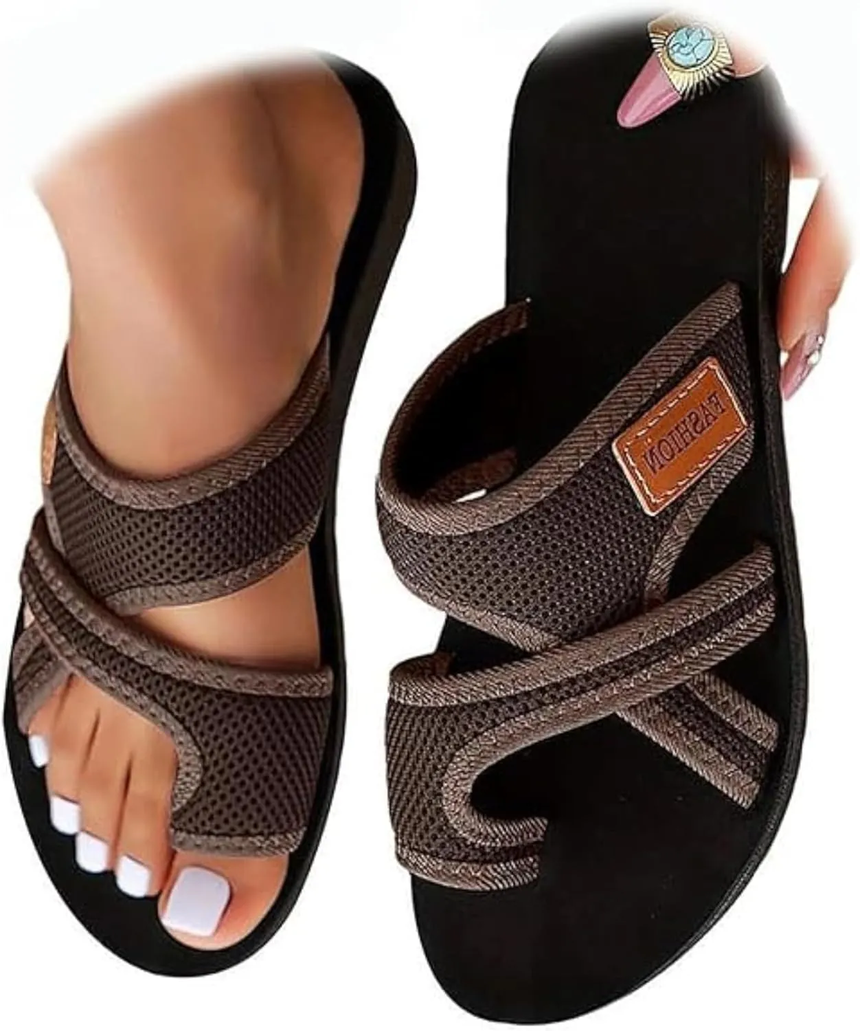 Sandals for Women 2025 Comfortable Breathable Hollow Mesh Slide Sandals with Arch Support Orthopedic Beach Sandals