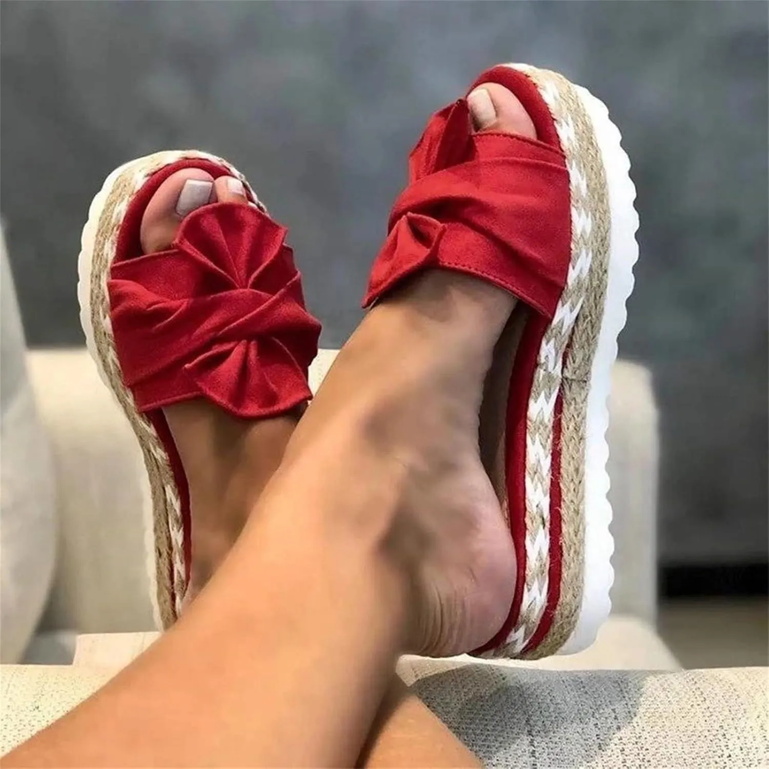 Sandals for Women Flat Summer Espadrille Platform Open Toe Sandal Summer Slip On Slippers Gladiator Sandals