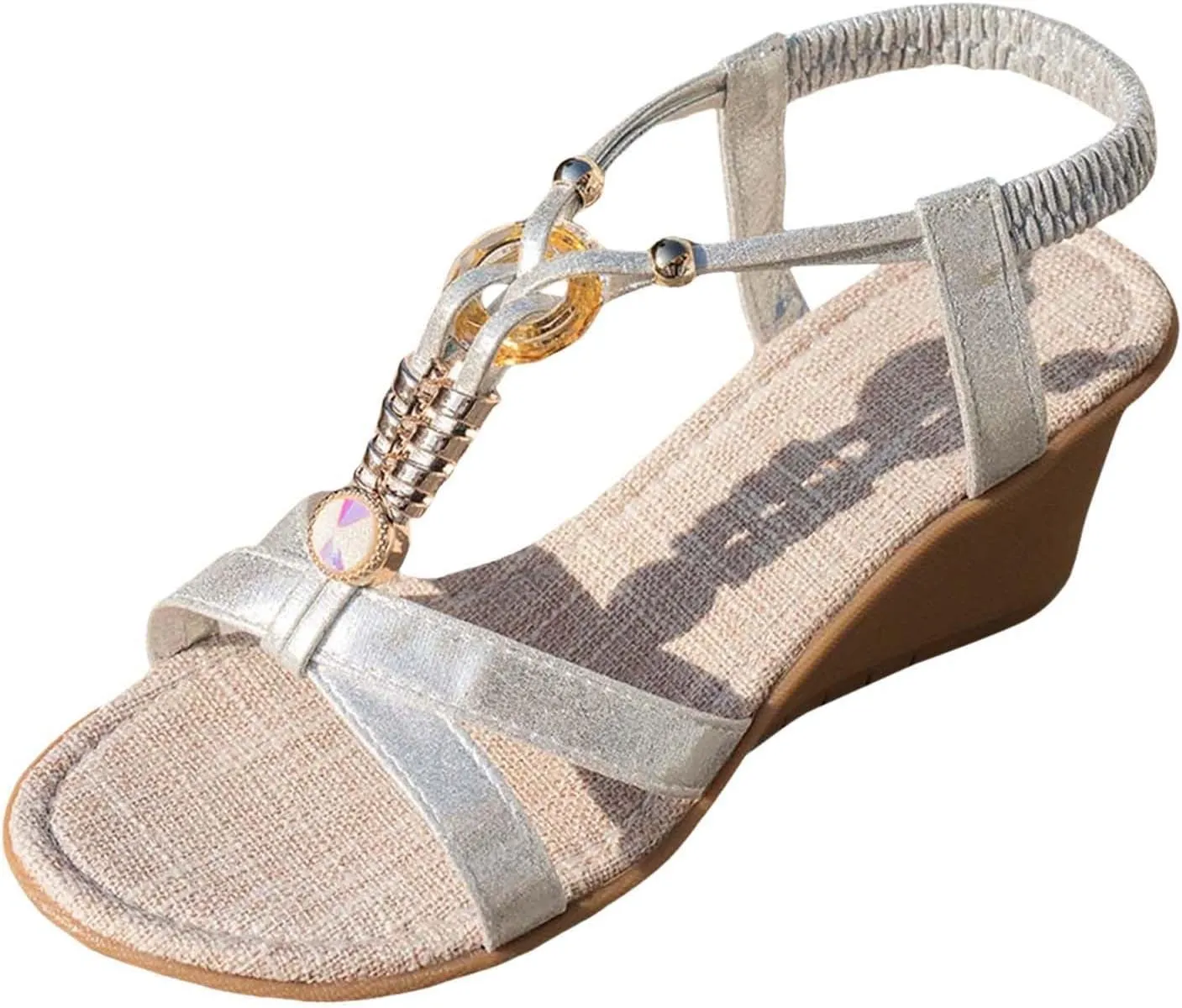 Sandals For Womens Criss Cross Wedge Sandals With Adjustable Ankle Strap Student Shoes For Teens Girls Soft Walking
