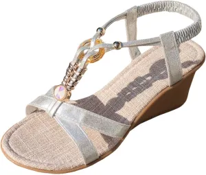 Sandals For Womens Criss Cross Wedge Sandals With Adjustable Ankle Strap Student Shoes For Teens Girls Soft Walking