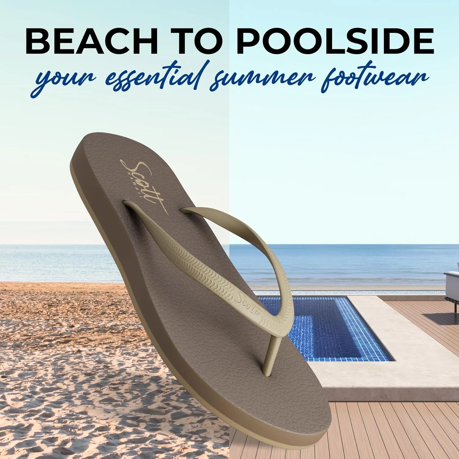 Scott Hawaii Women's Moena Flip Flop | Soft Yoga Mat Insole | Lightwieght Non-slip Outsole | Arch Support For All Day Wear