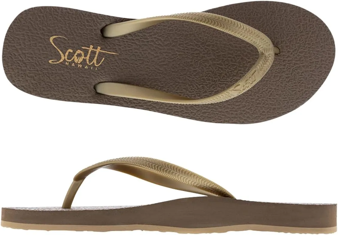 Scott Hawaii Women's Moena Flip Flop | Soft Yoga Mat Insole | Lightwieght Non-slip Outsole | Arch Support For All Day Wear