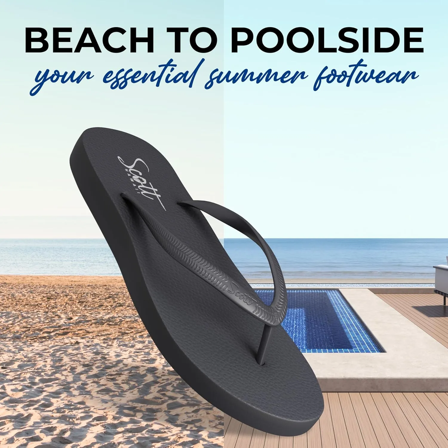 Scott Hawaii Women's Moena Flip Flop | Soft Yoga Mat Insole | Lightwieght Non-slip Outsole | Arch Support For All Day Wear