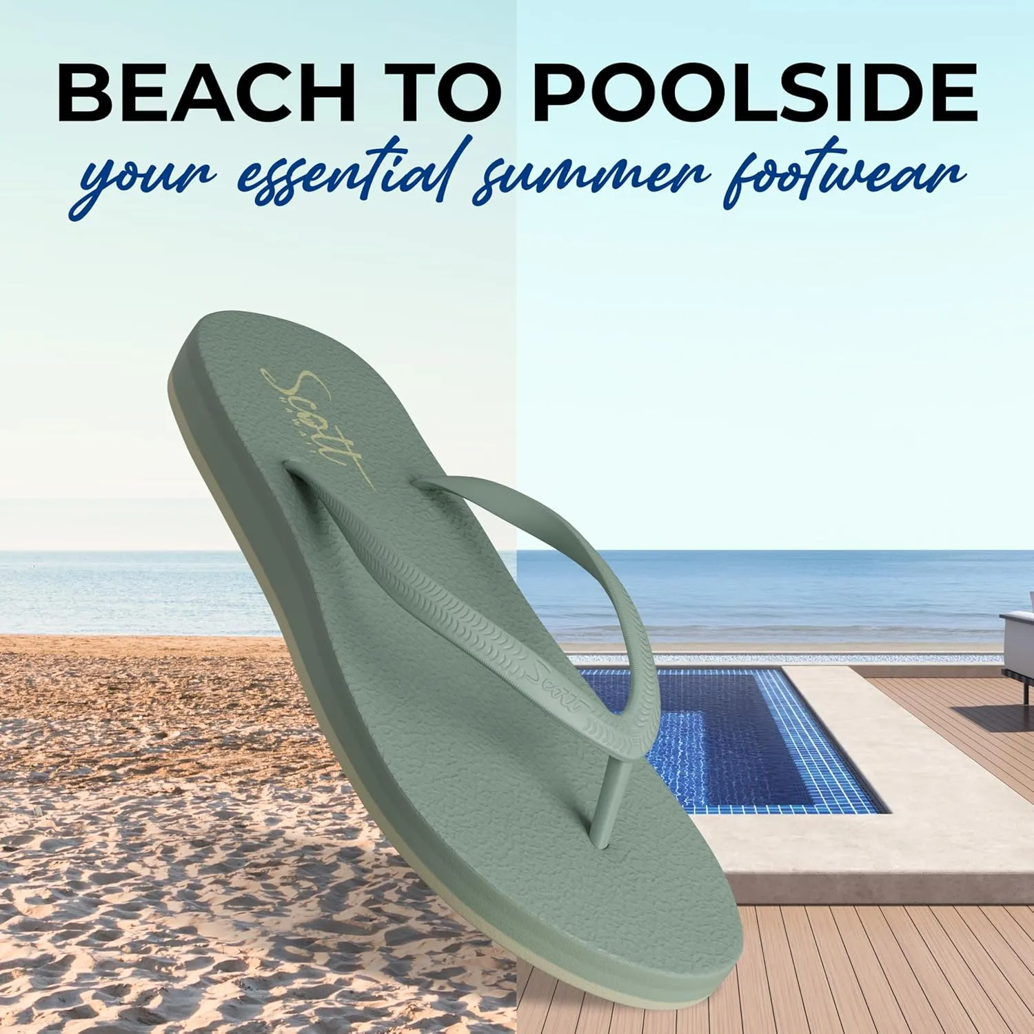 Scott Hawaii Women's Moena Flip Flop | Soft Yoga Mat Insole | Lightwieght Non-slip Outsole | Arch Support For All Day Wear