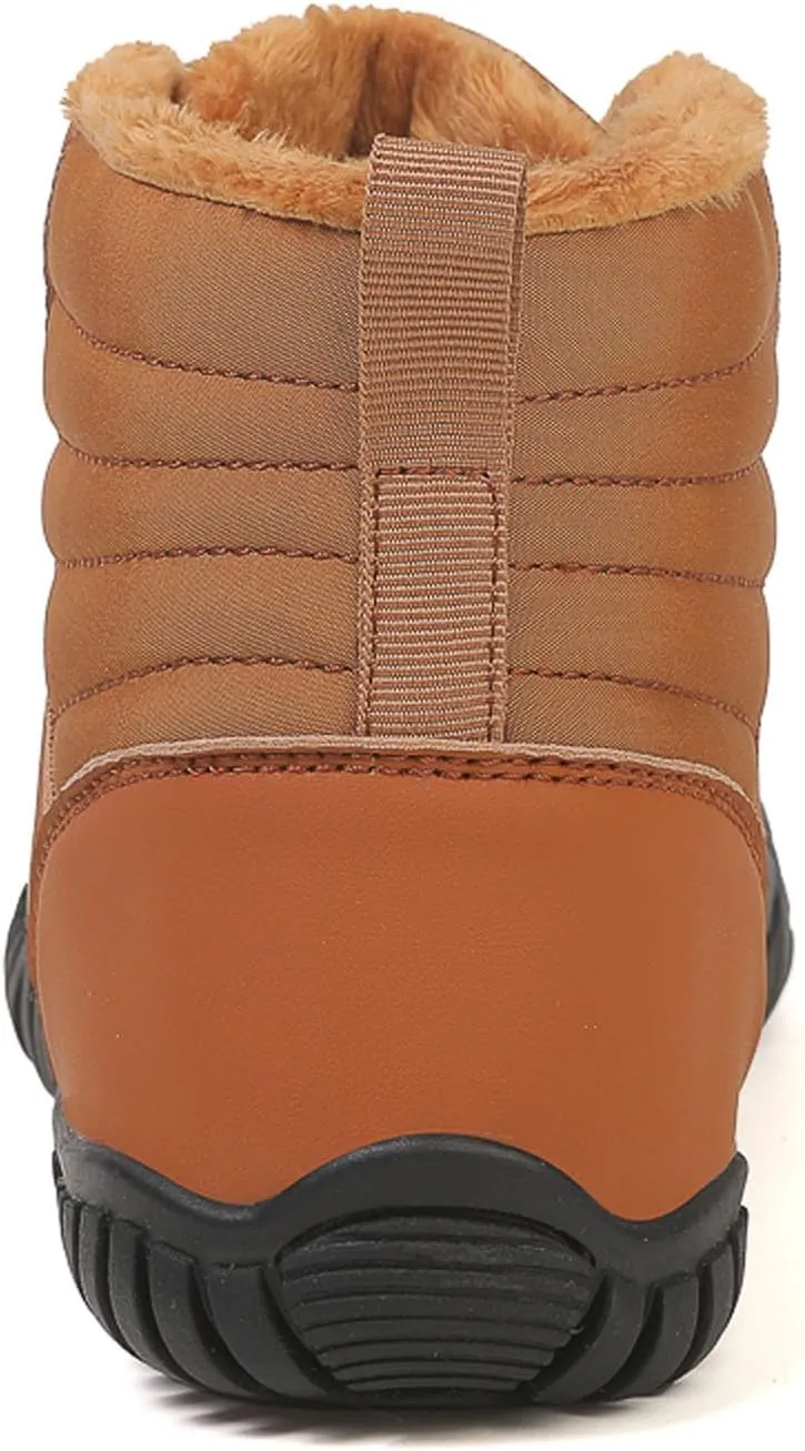 SECHRITE Barefoot Hiking Boots for Women Men Waterproof Winter Barefoot Shoes Warm Snow Boots Zero Drop Wide Toe Box Non-Slip Hike Walking Shoes