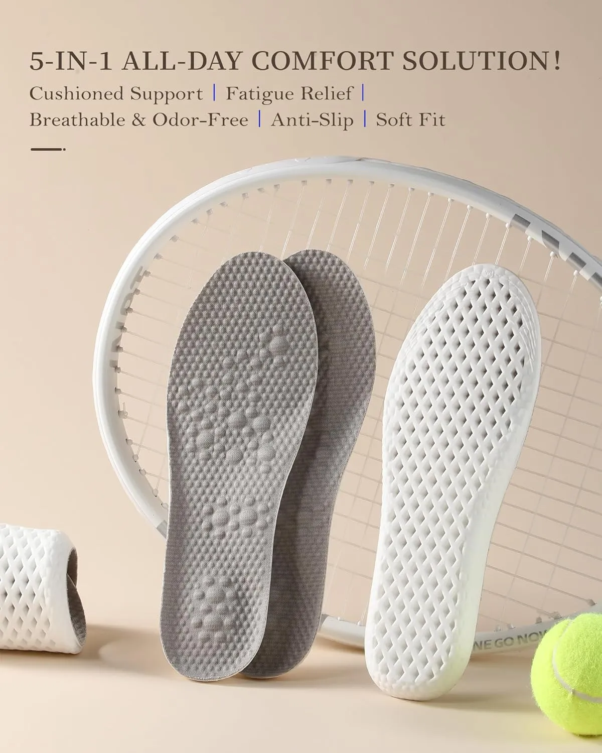 Shock Absorbing Foam Insoles for Men & Women — Arch Support Move Insoles & Shoe Inserts for Running, Walking, Standing All Day — Foot Pain Relief, All-Day Comfort & Fatigue Reduction (New Launch 2025)