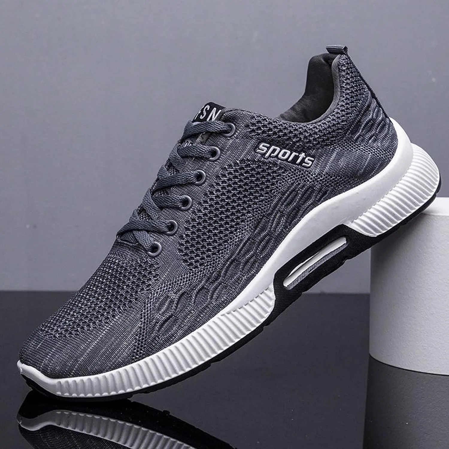 Shoes Bottom Fashion Men Mesh Soft Breathable Sport Lace-Up Casual Sneaker Shoe Laces for Men