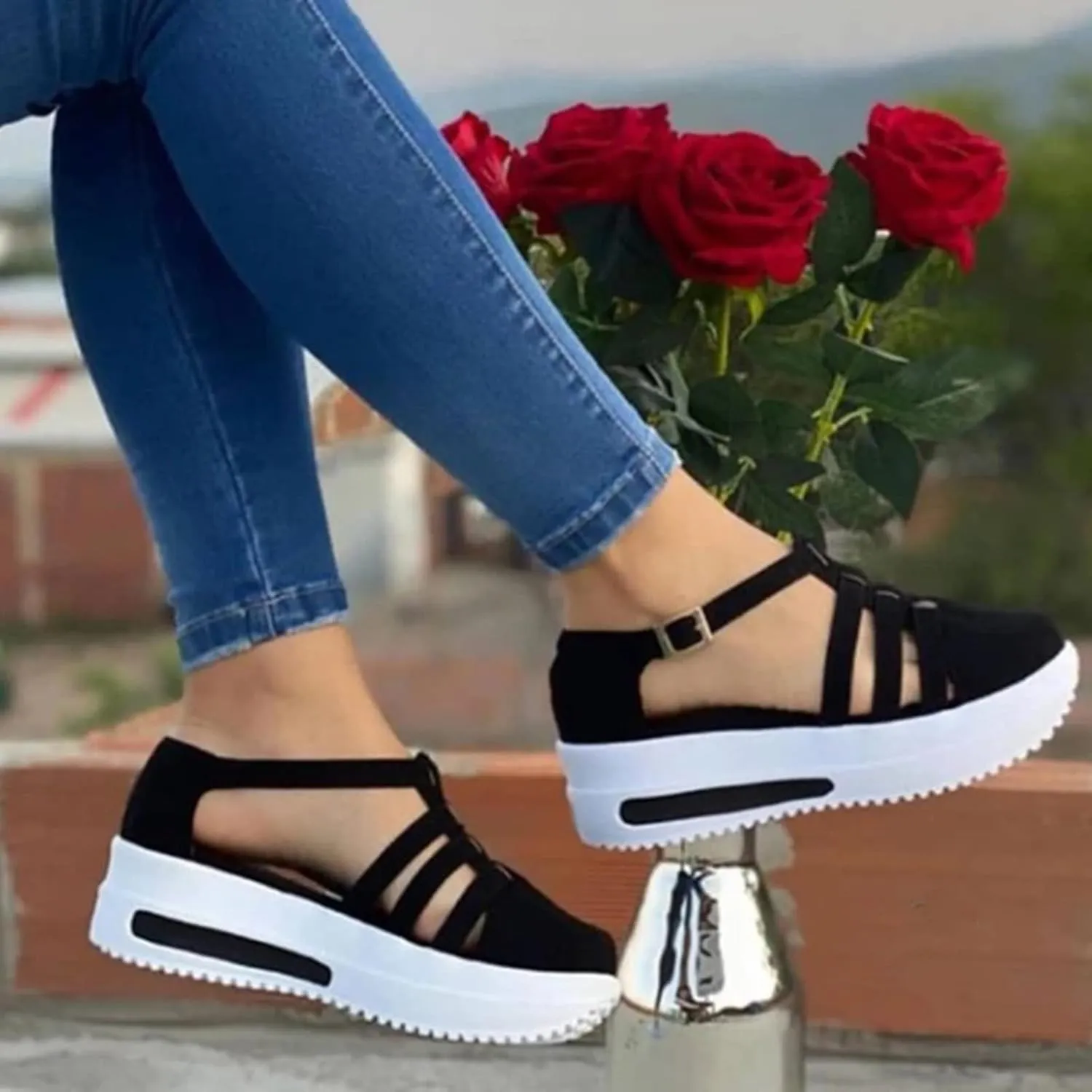 Shoes for Women, Sandals Women Wedge Casual Breathable Flat Slippers Open Toe Outdoor Beach Sandals