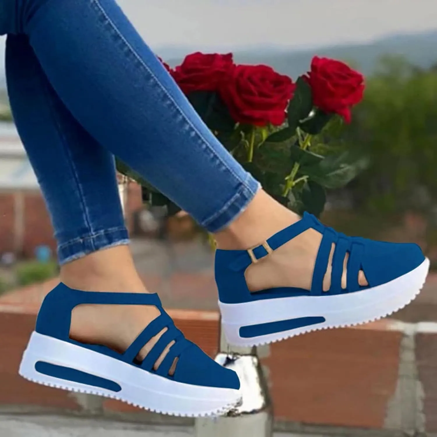 Shoes for Women, Sandals Women Wedge Casual Breathable Flat Slippers Open Toe Outdoor Beach Sandals
