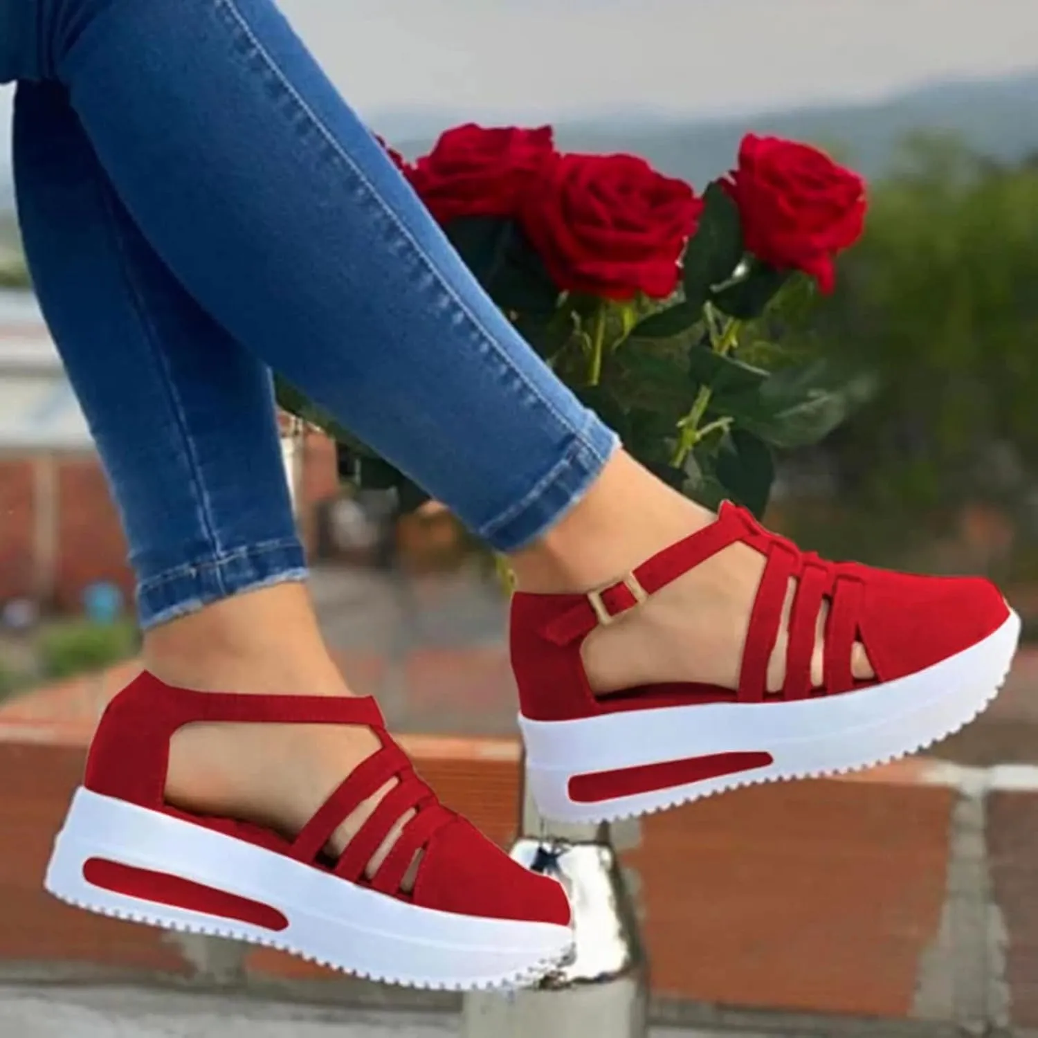 Shoes for Women, Sandals Women Wedge Casual Breathable Flat Slippers Open Toe Outdoor Beach Sandals