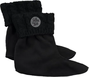 Silky Toes Kids Warm Cozy Fleece Lined Boot Liners With Cable Knit Cuff (Black, Small)