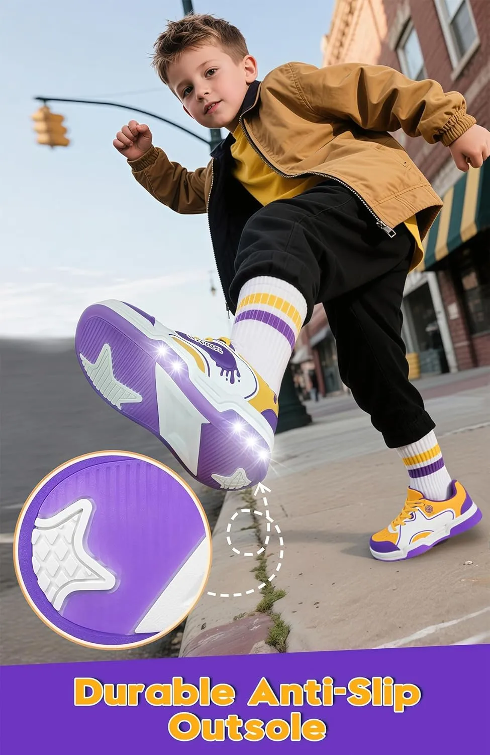 SKYWHEEL Kids Sneakers for Boys Gilrs Light Up Tennis Shoes Size 11 to Big Kids Size 3 Skate Shoes Lace up Athletic Running Walking Sneakers