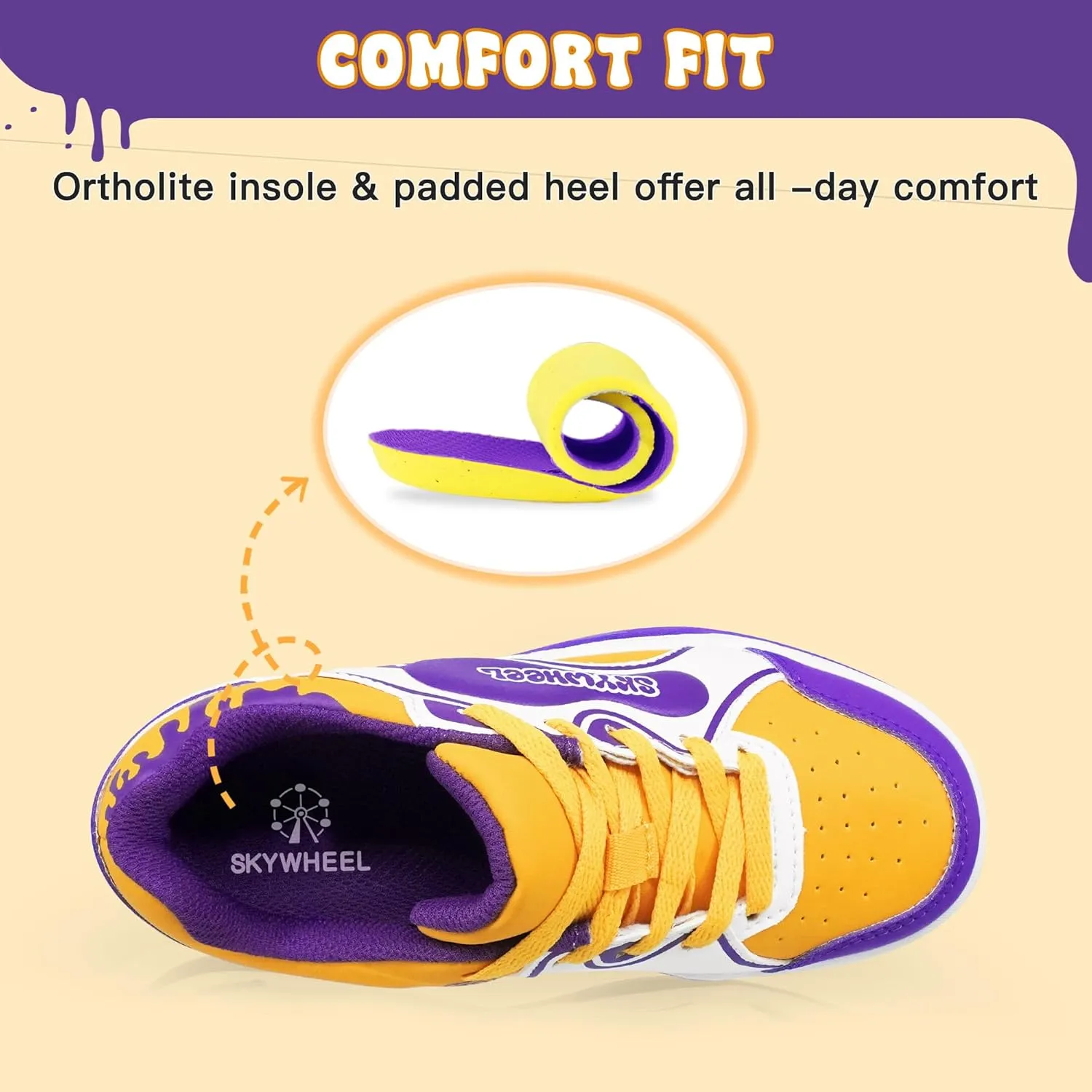 SKYWHEEL Kids Sneakers for Boys Gilrs Light Up Tennis Shoes Size 11 to Big Kids Size 3 Skate Shoes Lace up Athletic Running Walking Sneakers