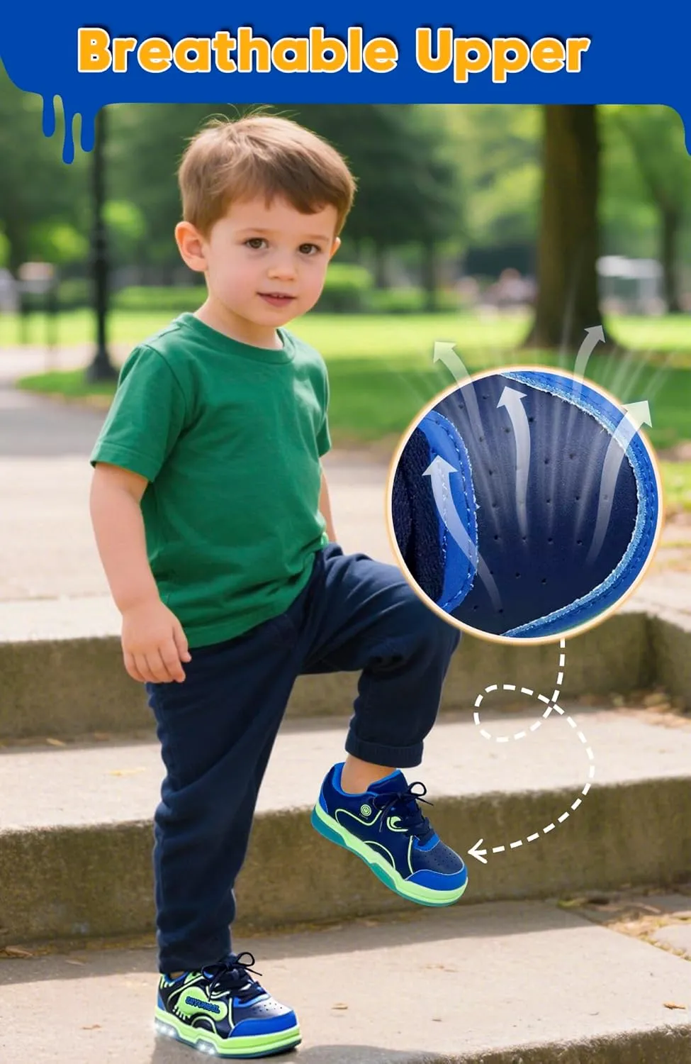 SKYWHEEL Kids Sneakers for Boys Gilrs Light Up Tennis Shoes Size 11 to Big Kids Size 3 Skate Shoes Lace up Athletic Running Walking Sneakers