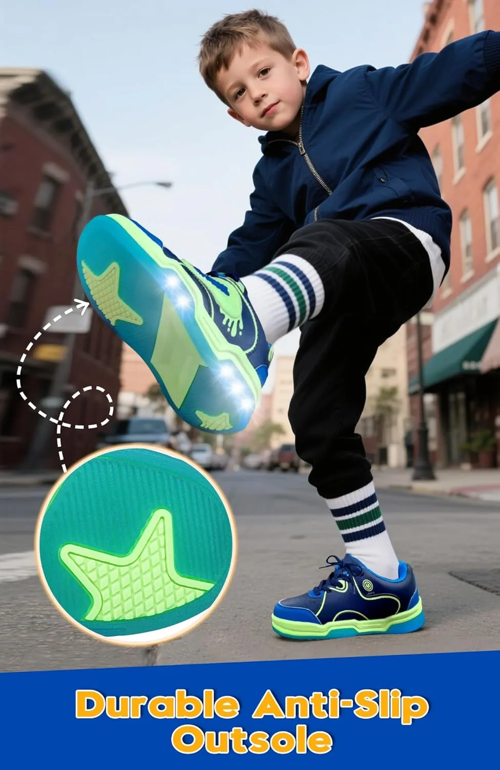 SKYWHEEL Kids Sneakers for Boys Gilrs Light Up Tennis Shoes Size 11 to Big Kids Size 3 Skate Shoes Lace up Athletic Running Walking Sneakers