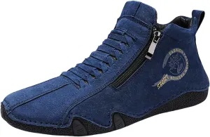 Slip on Walking Shoes for Men Casual Dressy PU Leather Memory Foam Breathable Lightweight Fashion Sneakers Non Slip Arch Support Cushioning Athletic Running Shoes