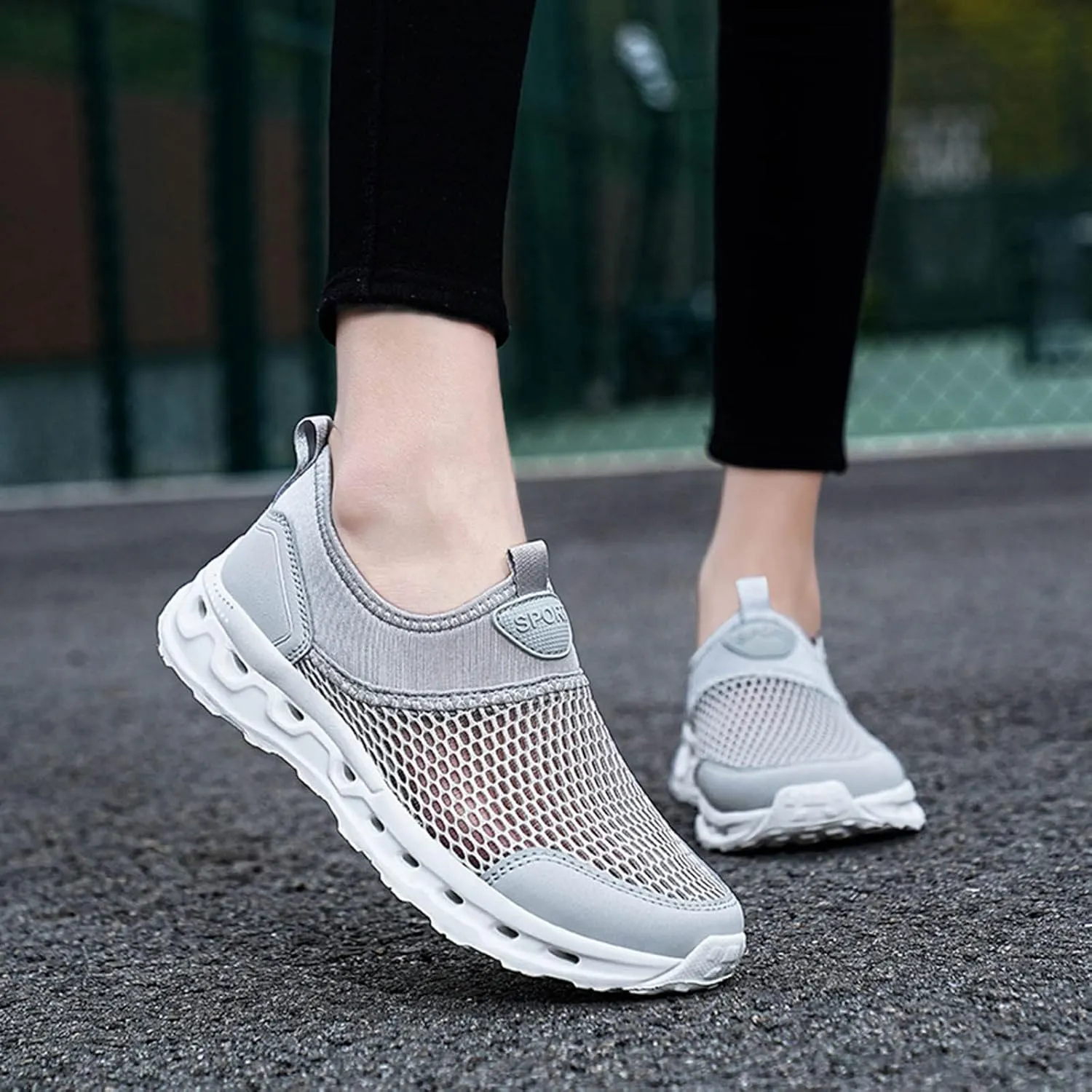 Slip on Walking Shoes for Men Comfy Knitted Memory Foam Breathable Fashion Sneakers Non Slip Arch Support Cushioning Training Gym Shoes Wide Width