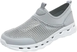 Slip on Walking Shoes for Men Comfy Knitted Memory Foam Breathable Fashion Sneakers Non Slip Arch Support Cushioning Training Gym Shoes Wide Width