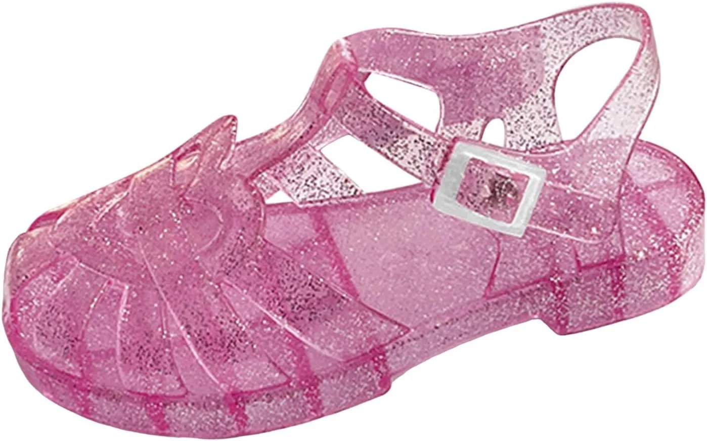 Soft Flat Shoes Summer Girl Shoes Girls Sandals Shiny Jelly Beach Closed Toe Hollow Casual